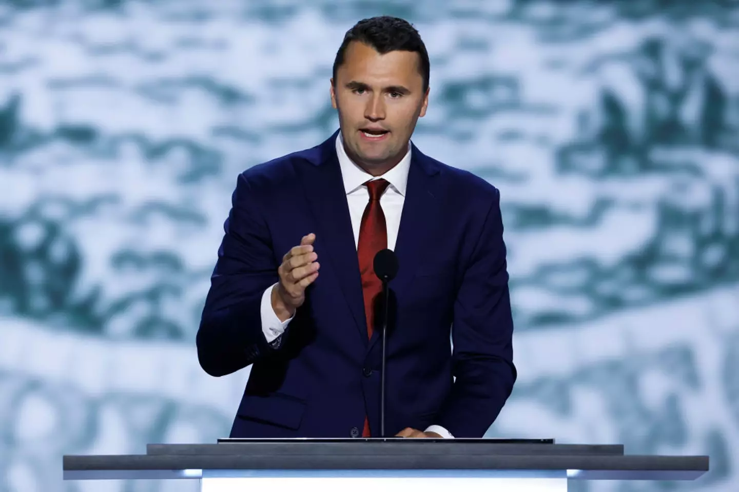 Charlie Kirk speaking at the Republican National Convention in 2024 (Chip Somodevilla/Getty Images)