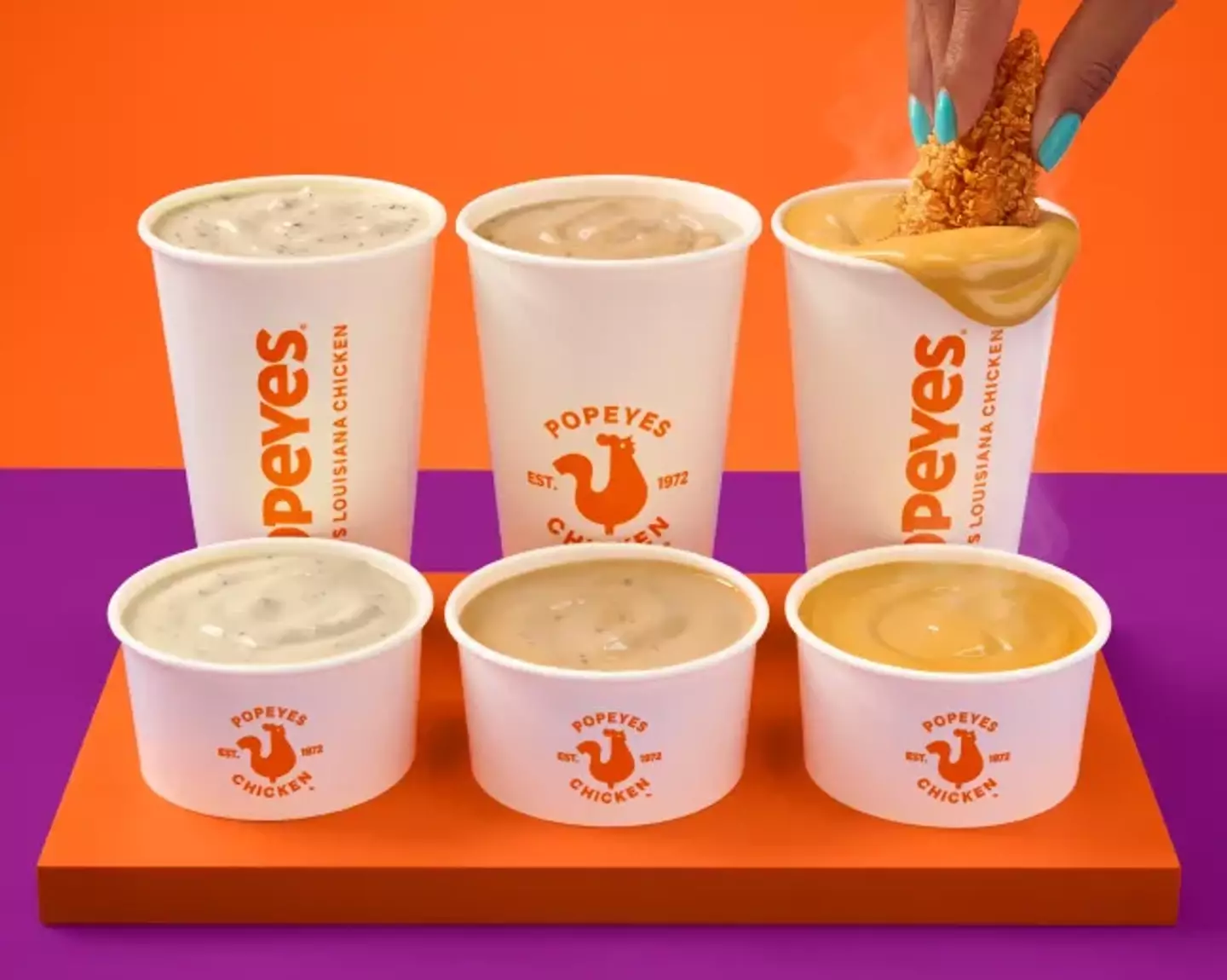 There will be three dips to choose from (Popeyes)