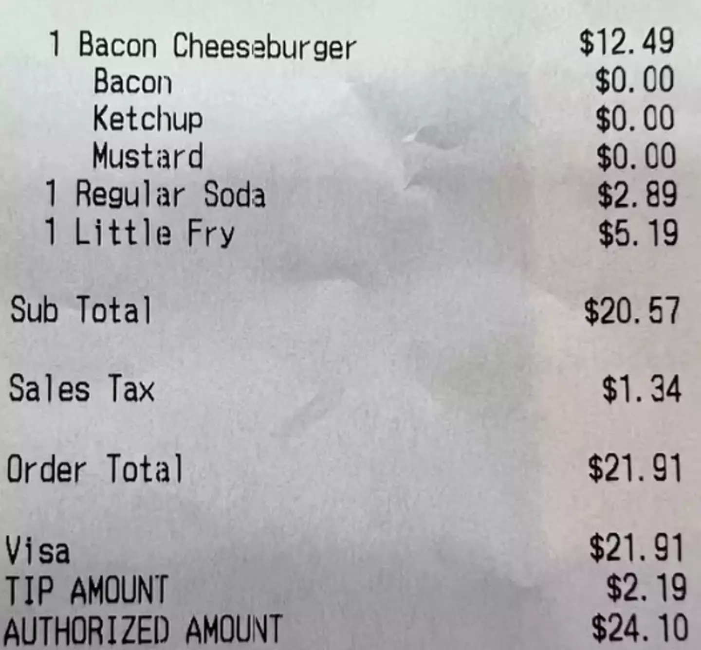 The receipt in question (X/@WallStreetSilv)