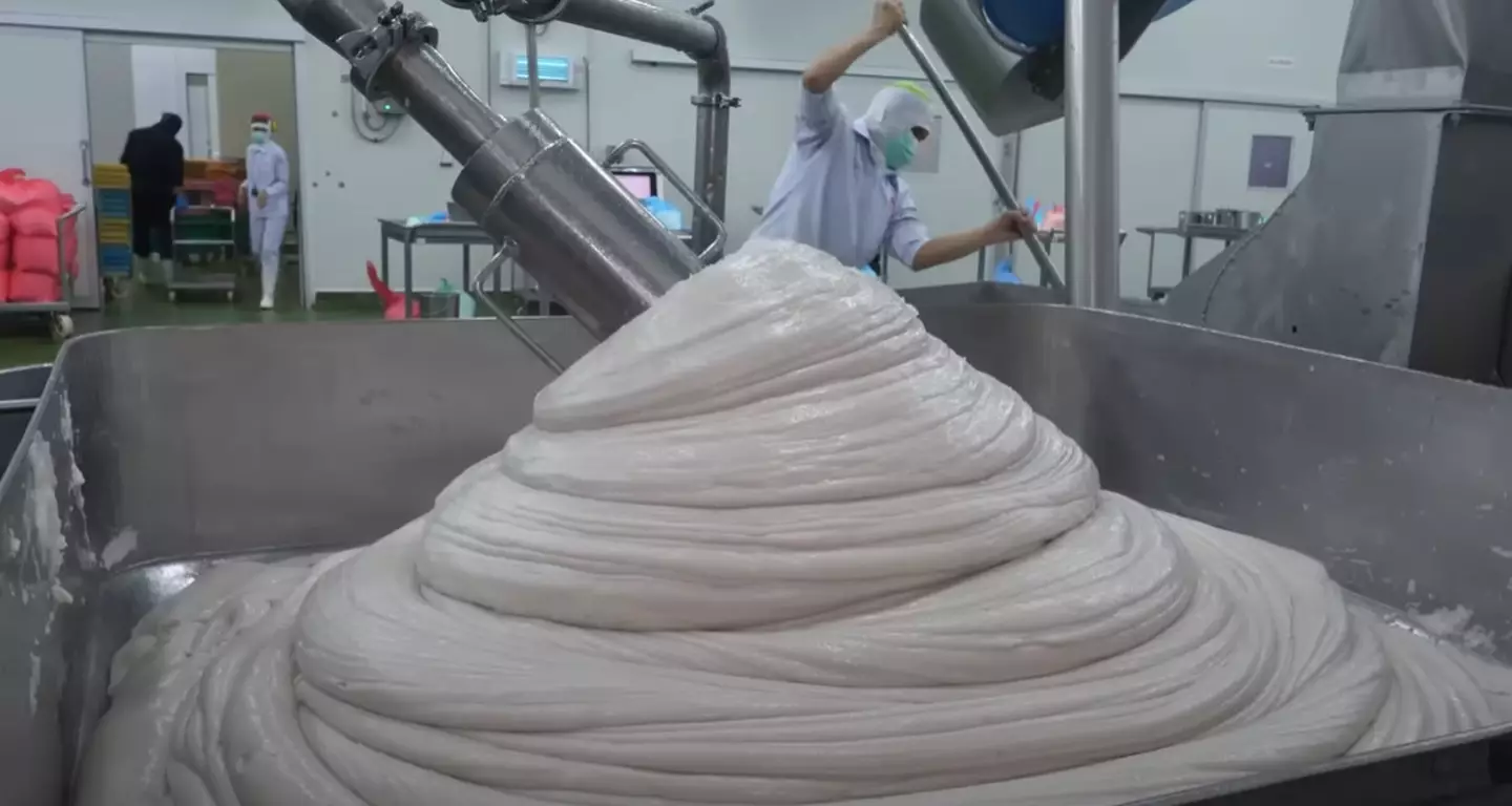 This video from Animal Kingdom on YouTube shows the process of making crabsticks (YouTube/Animal Kingdom)