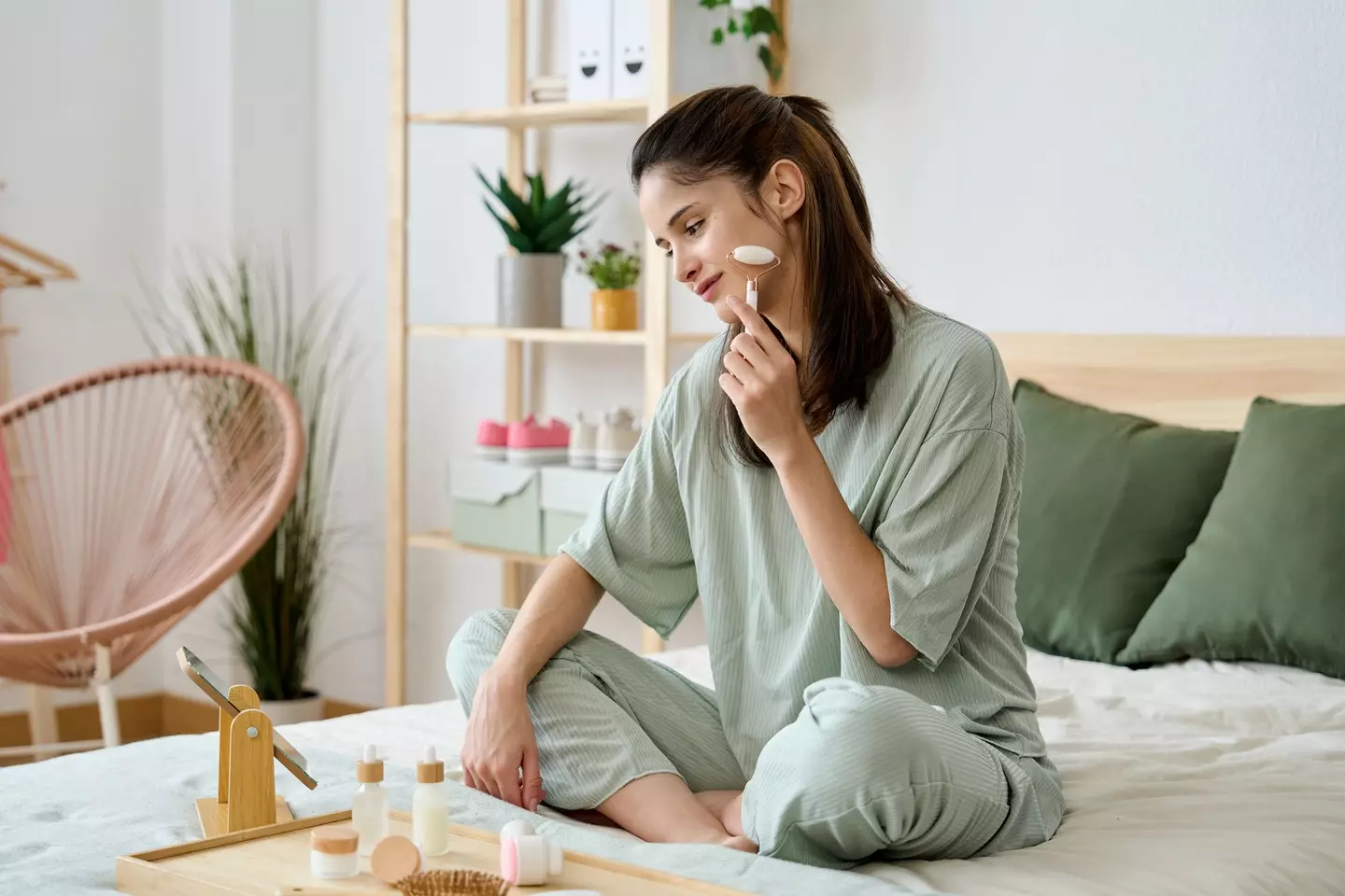 Adding a jade roller to your skincare routine could help to combat puffiness (David Espejo/Getty Images)