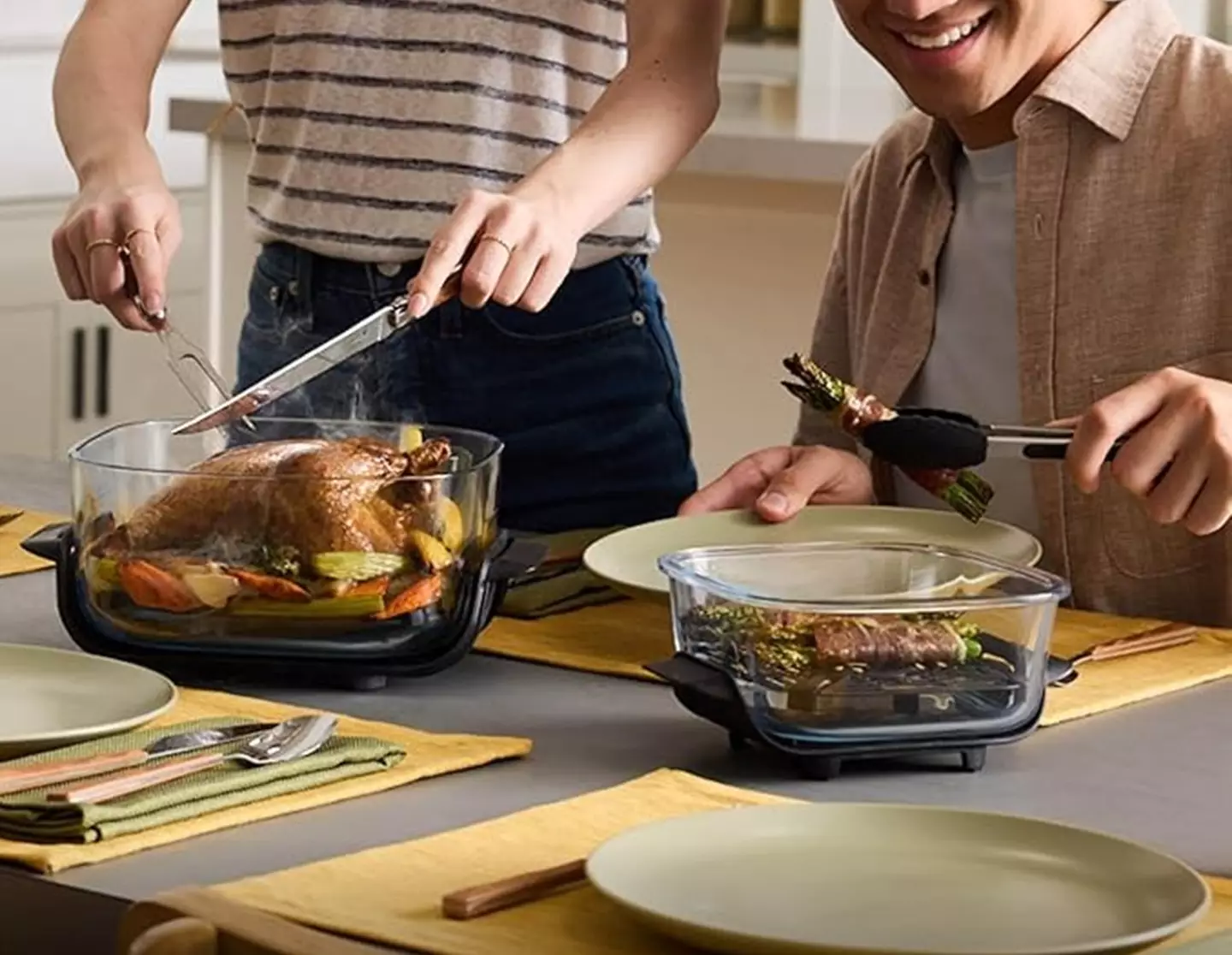 Reviewers love the fact you can serve straight from the glass dish to the table (Amazon)