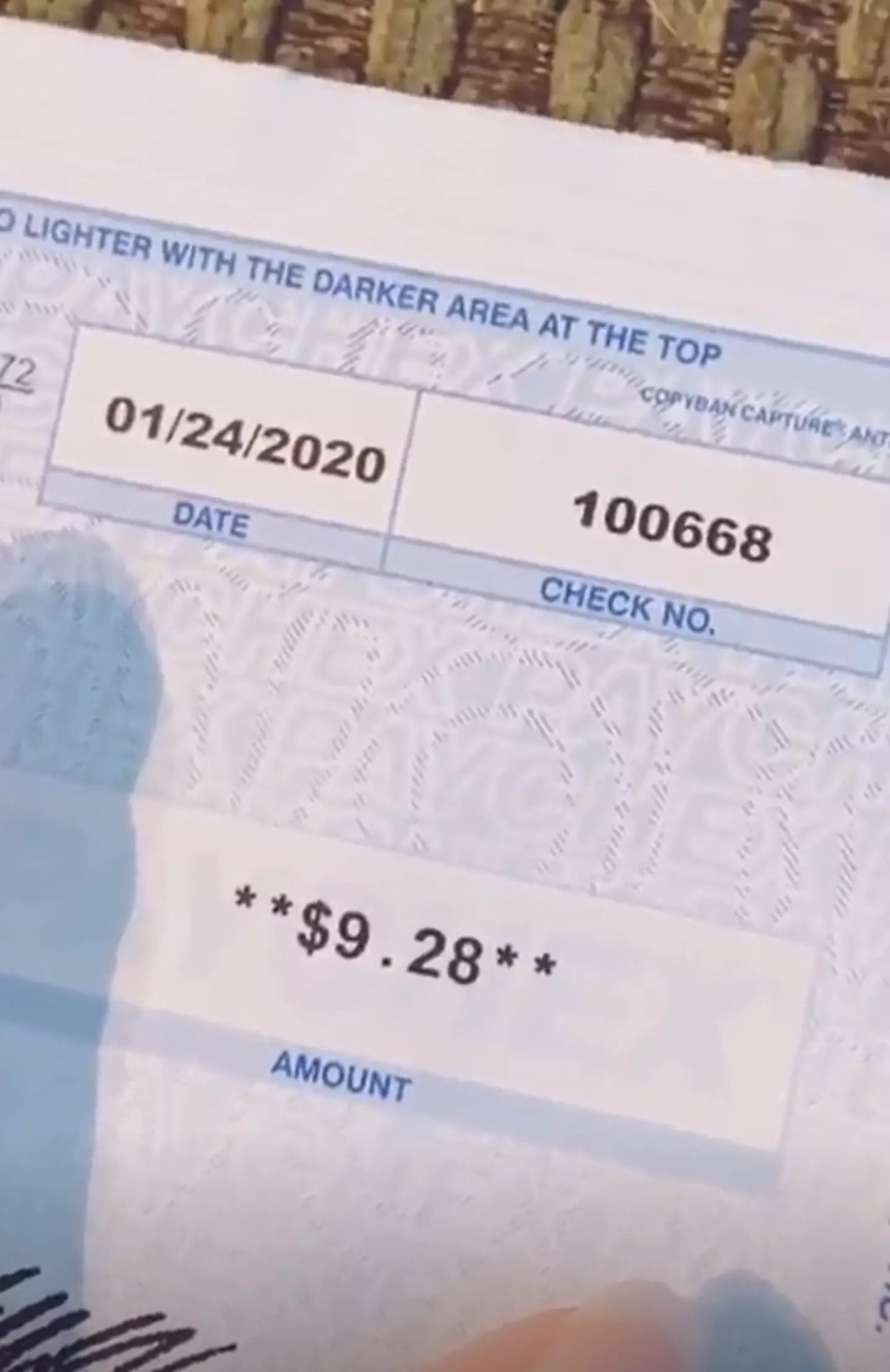 After taxes, social security and Medicare, Aaliyah was left with just $9.28 on her paycheck. (TikTok/@f.aa.ded)