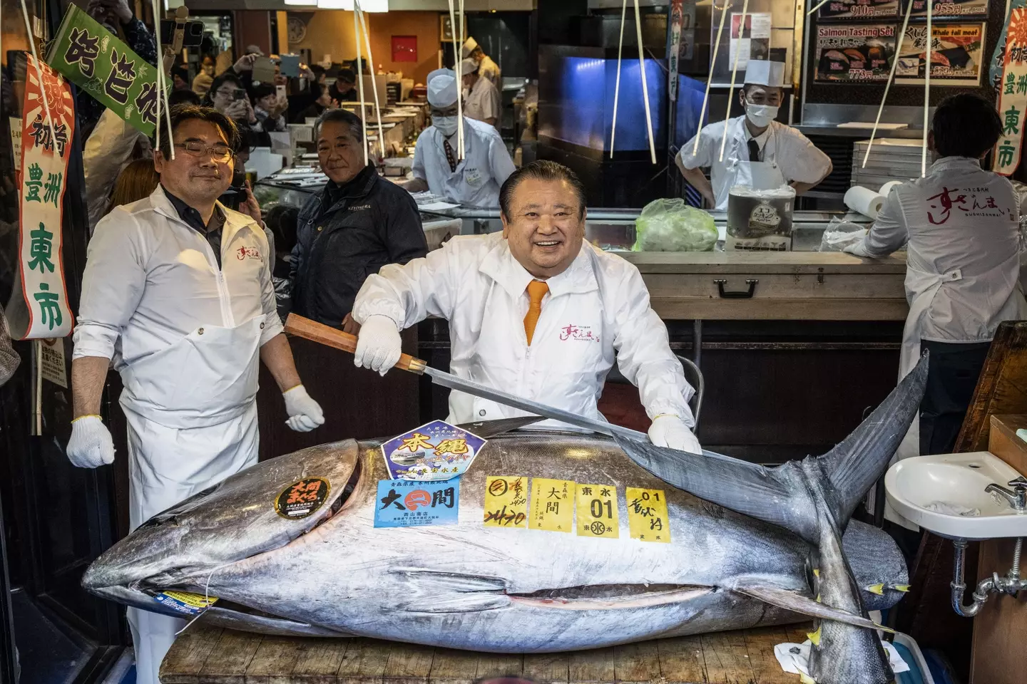 A massive tuna has been sold at auction in Tokyo for a whopping sum (Yuichi YAMAZAKI / AFP via Getty Images)