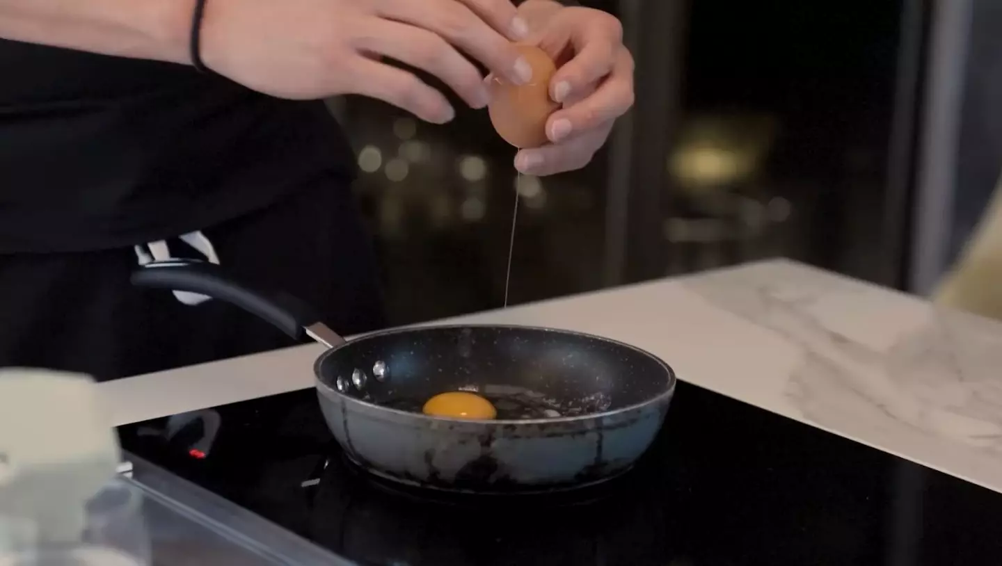 His breakfast of choice was two eggs on a piece of sourdough toast (Erling Haaland/YouTube)