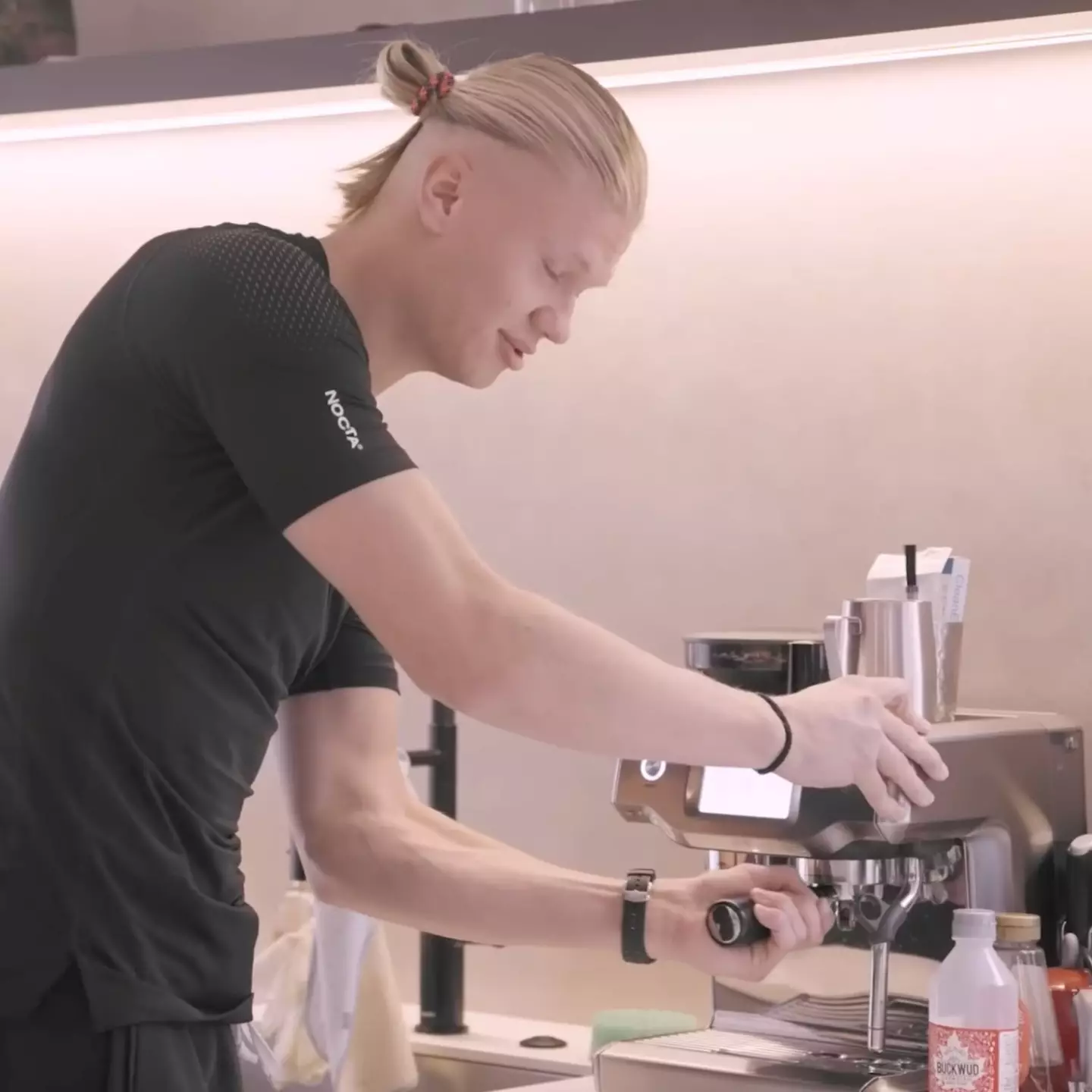 Erling Haaland revealed he loves drinking coffee with raw milk and maple syrup (Erling Haaland/YouTube)