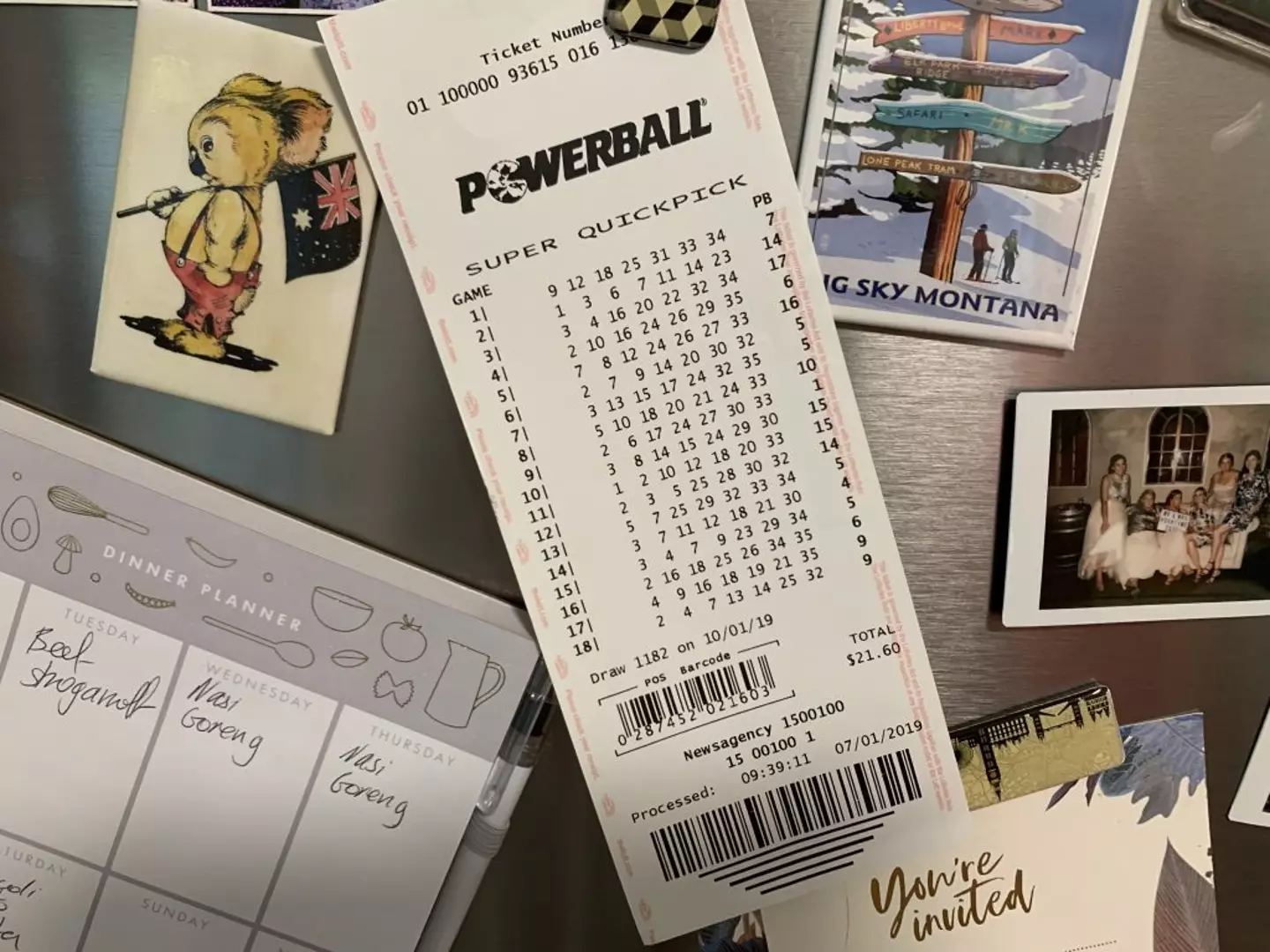 The winning ticket was left on the fridge (The Lott)