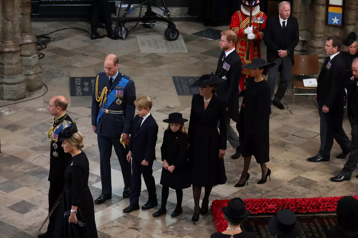 Princess Charlotte and Prince George at the Queen's funeral.