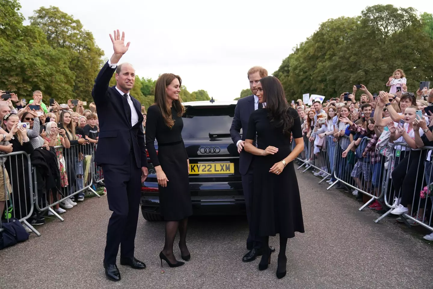 The Prince and Princess of Wales and the Duke and Duchess of Sussex at Windsor Castle.