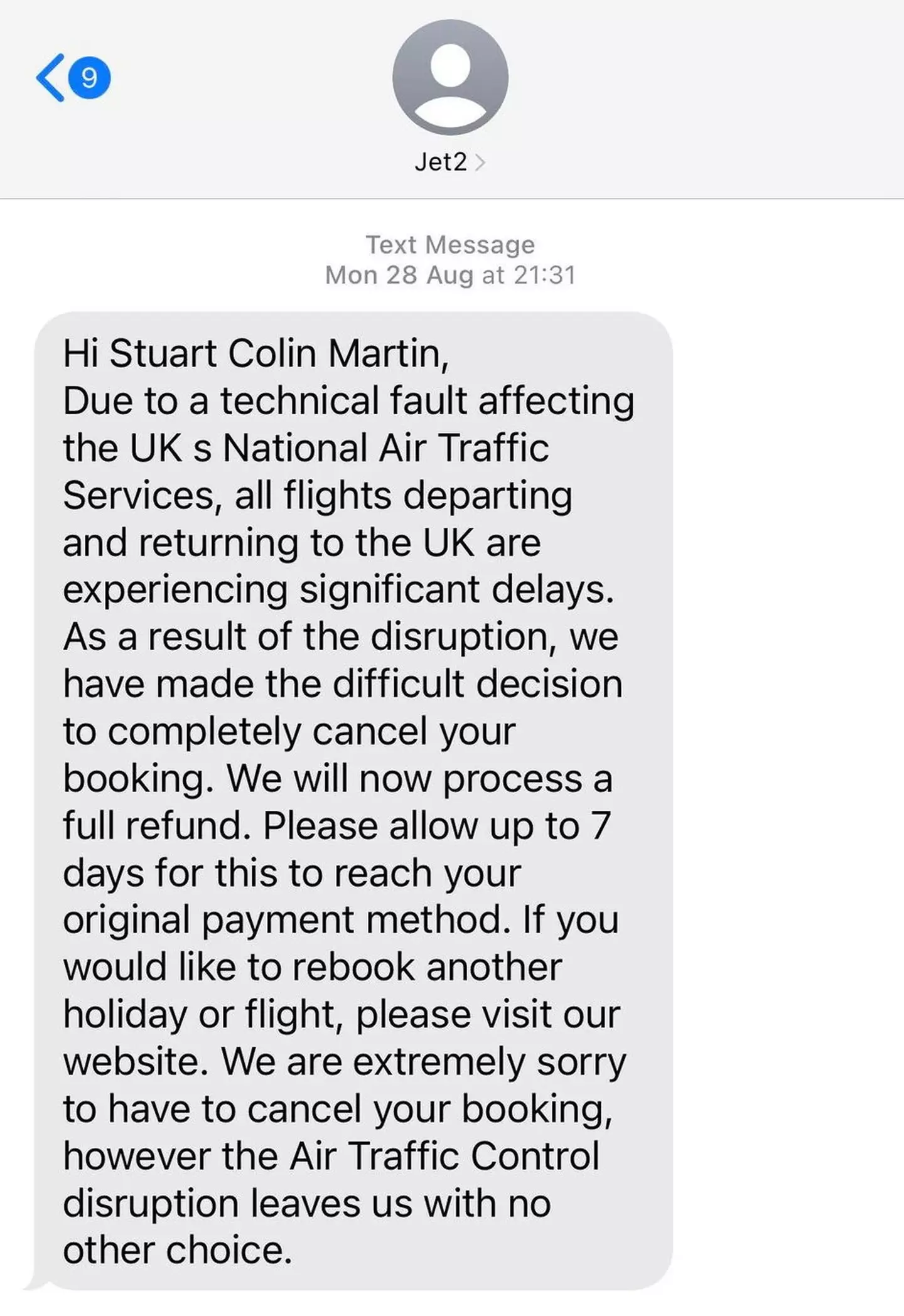 Jet2 has since apologised to the disappointed couple.