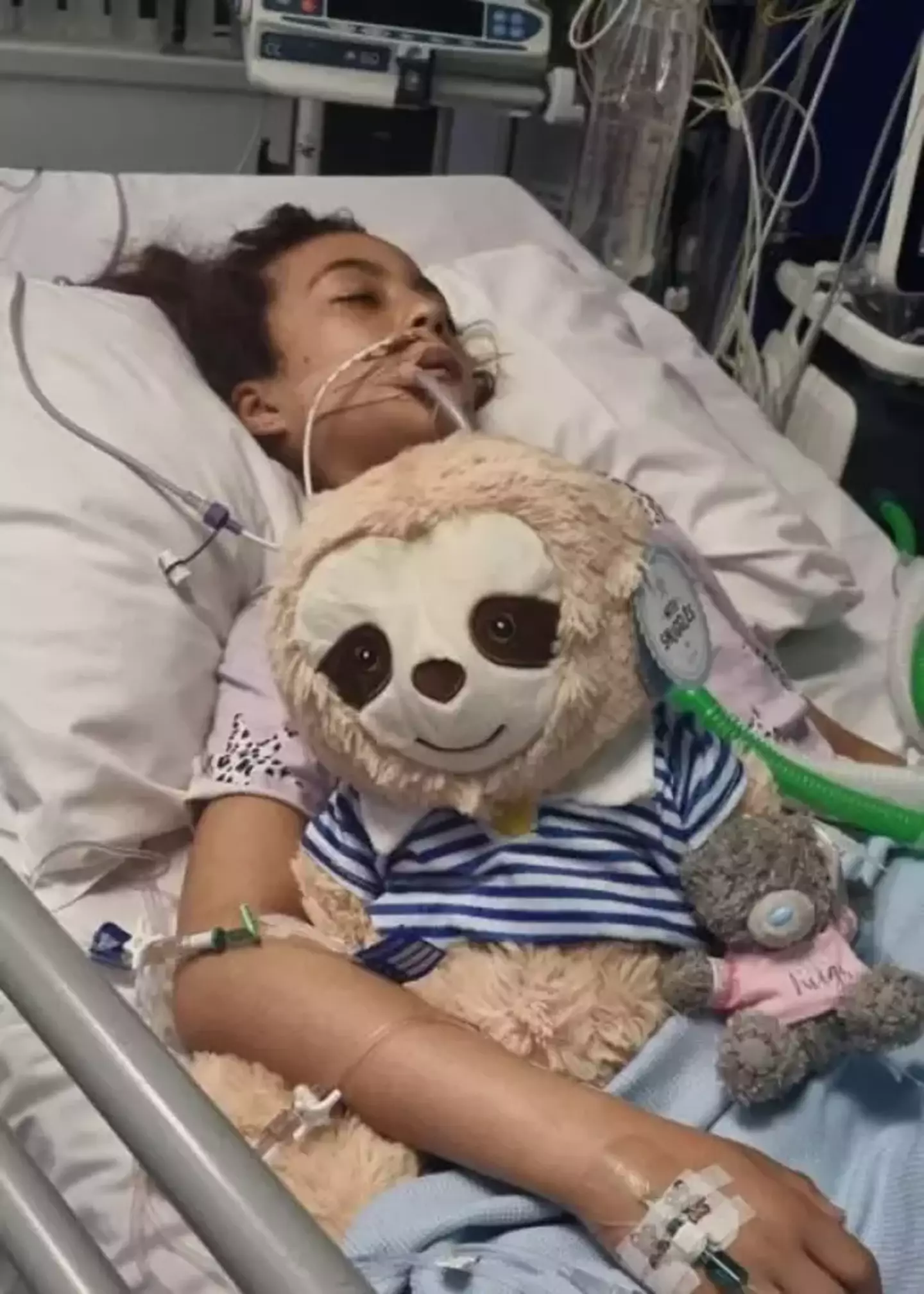 Sarah was placed in an induced coma after being rushed to hospital.
