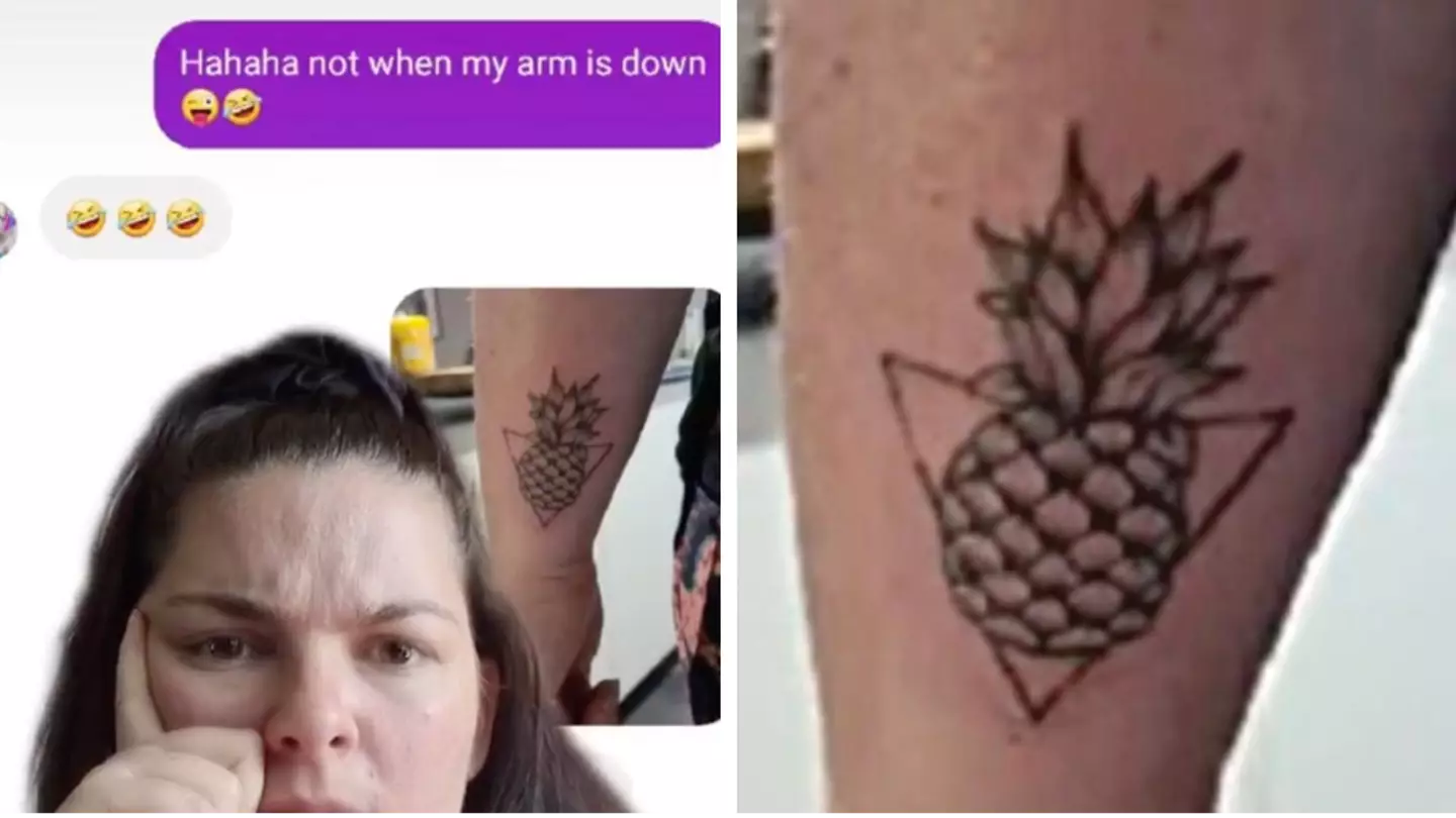Woman regrets getting upside-down pineapple tattoo after discovering its true meaning