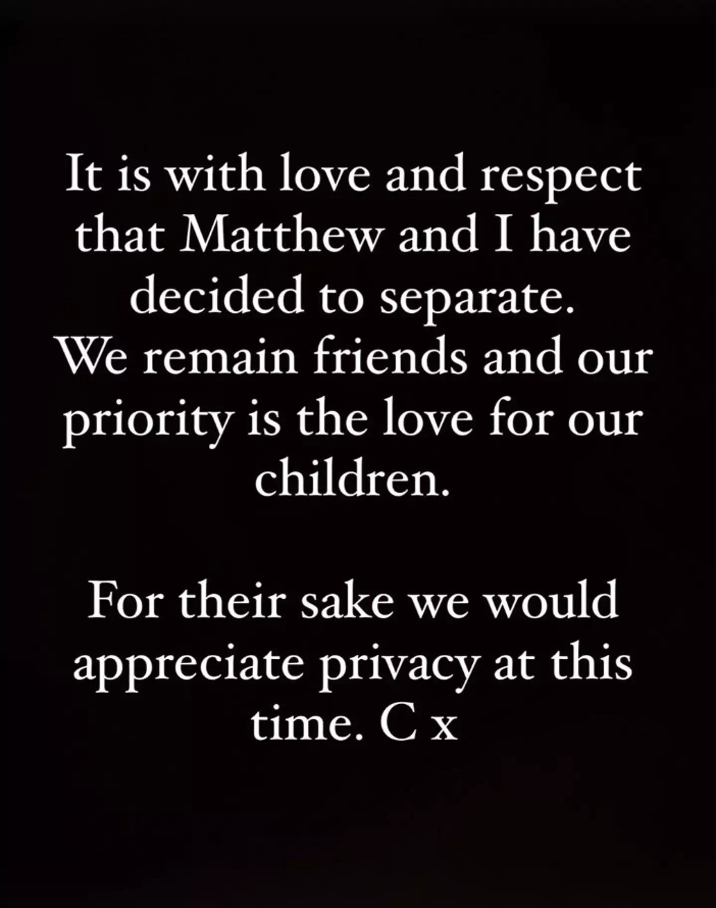 The pair shared a joint statement to Instagram following their split.