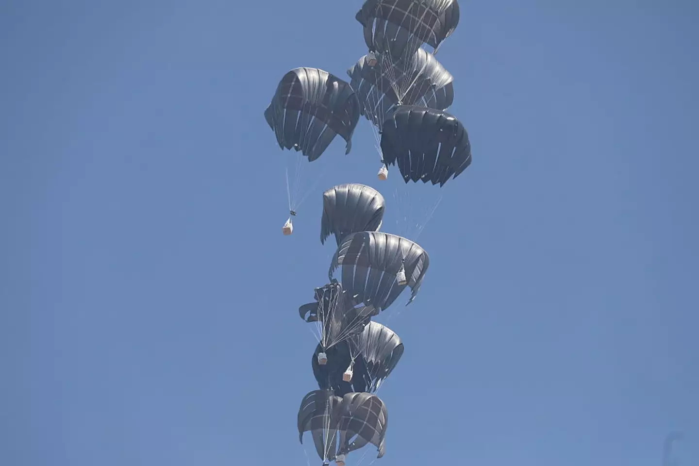 Packages containing food and other items were dropped into Gaza over the weekend (Anadolu / Getty Images)