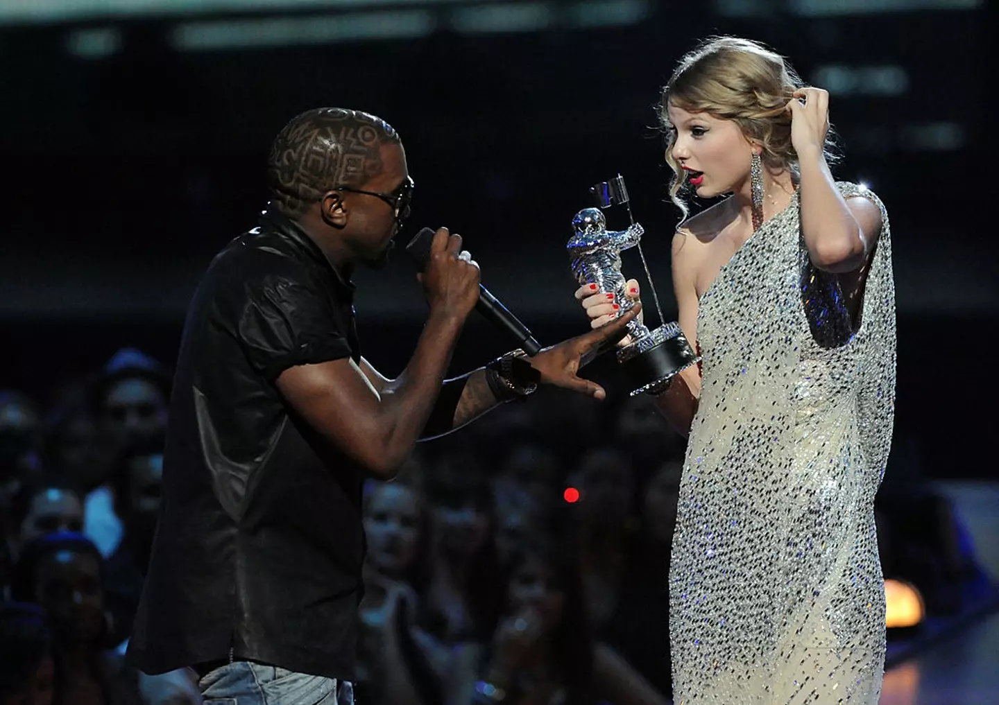 The moment between Swift and Kanye West went down in awards show history (Jeff Kravitz/FilmMagic)