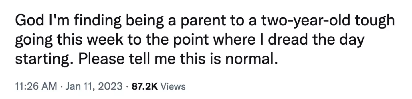 The mum admitted to sometimes dreading the day starting while raising her 2-year-old.