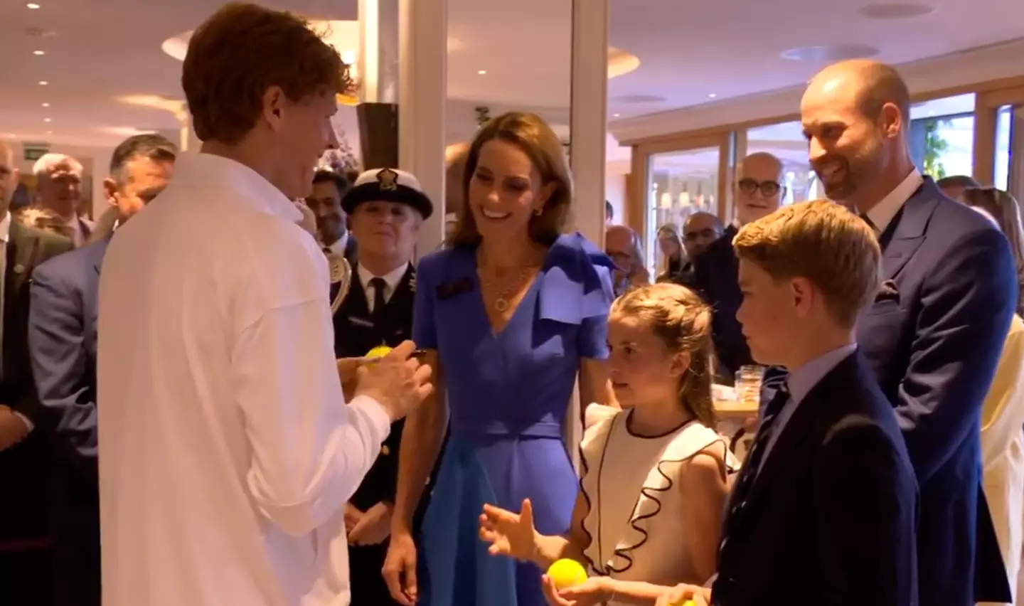 The young royals were gifted signed tennis balls from Wimbledon champ Jannik Sinner (X/Wimbledon)