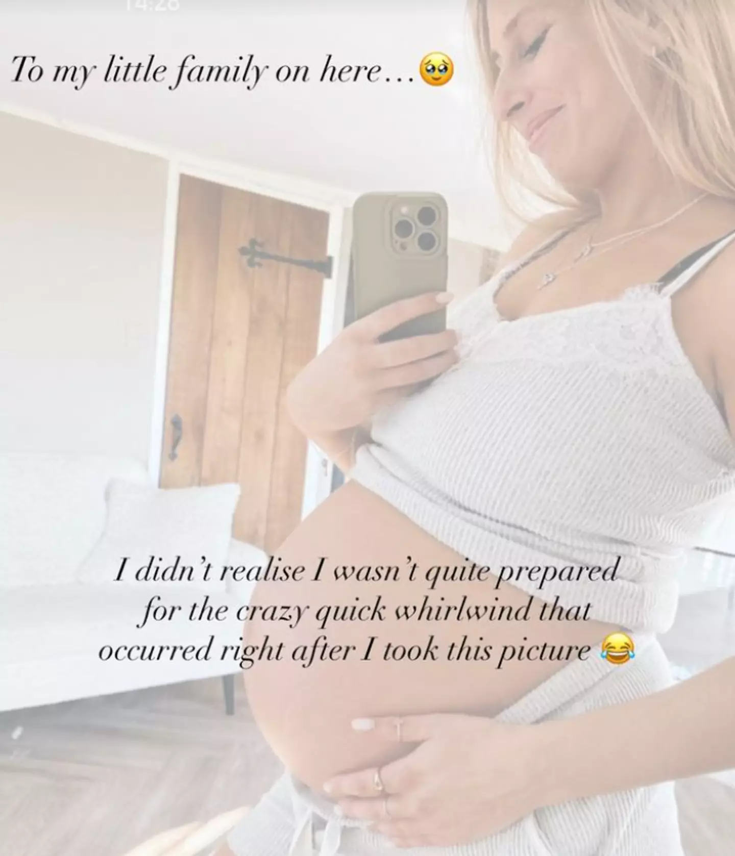 Stacey teased the arrival of her newborn for fans.