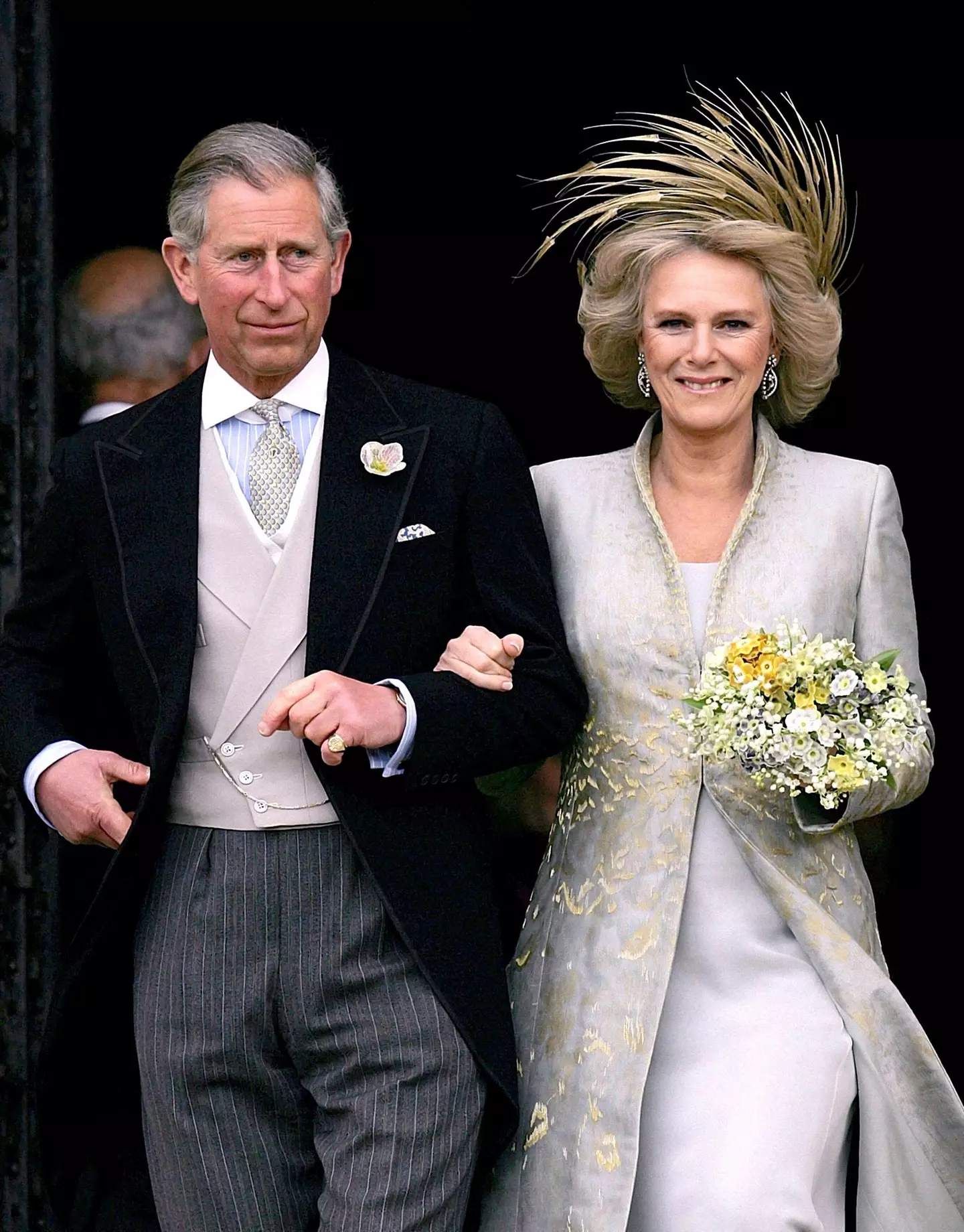 Charles and Camilla leaving St George's Chapel, Windsor, following the blessing of their wedding.