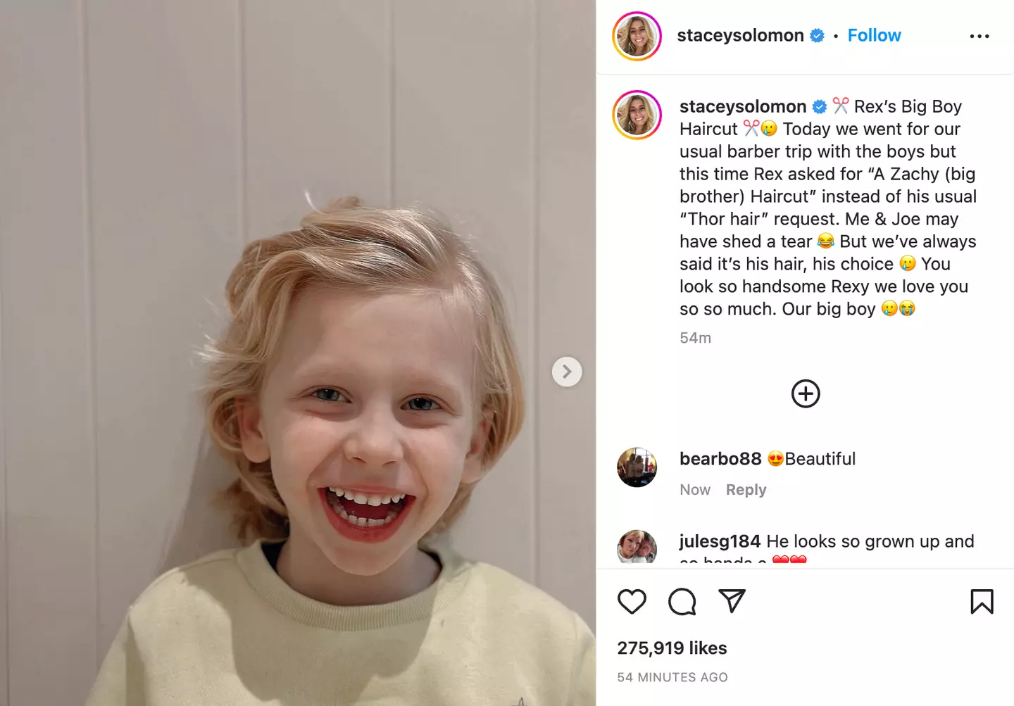 Stacey shared the news with her Instagram followers. @staceysolomon/Instagram