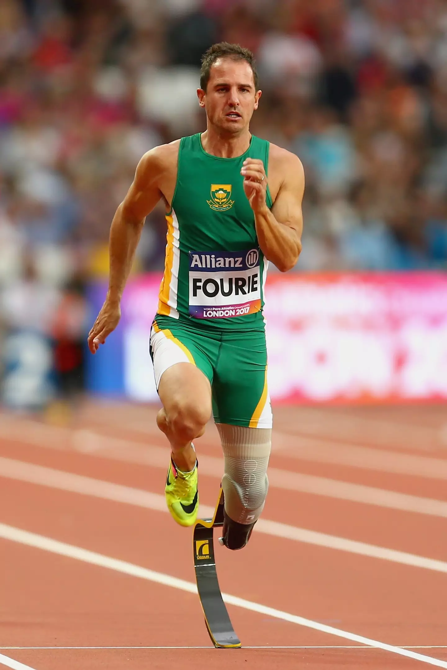 Arnu Fourie once set a world record without finishing first in a race. (British Athletics/British Athletics via Getty Images)