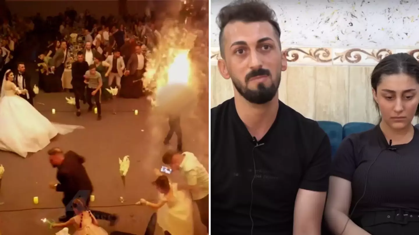 Bride and groom say they have to move away after more than 100 people died at their wedding