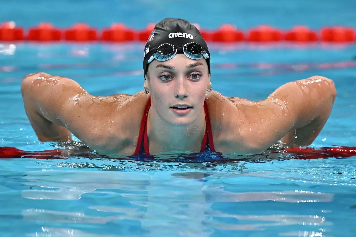 The swimmer came third in the race despite taking the lead early on. (JONATHAN NACKSTRAND/AFP via Getty Images)