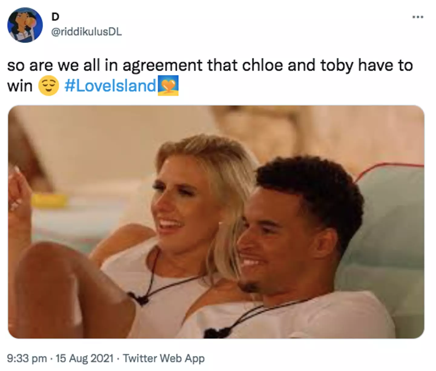 Toby and Chloe are now firm favourites to win (