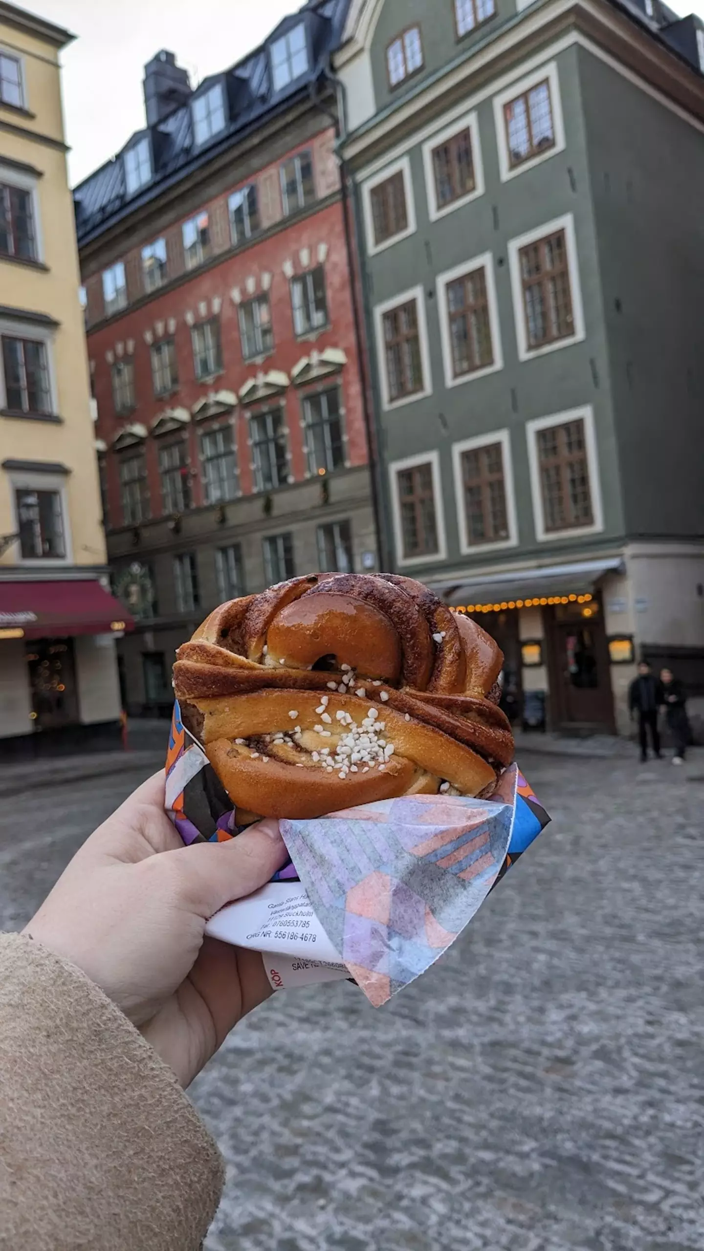 She enjoyed a coffee and a sweet pastry at a local cafe in the old town.