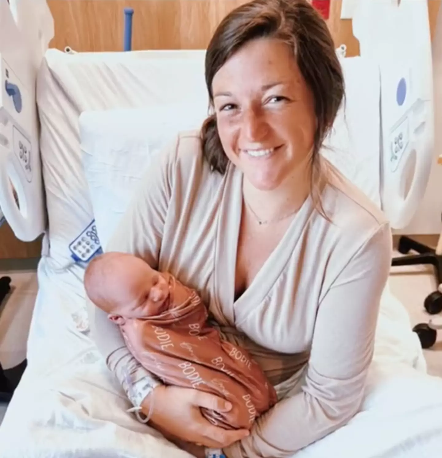 Abby Bailiff gave birth to son Bodie on 3 May.