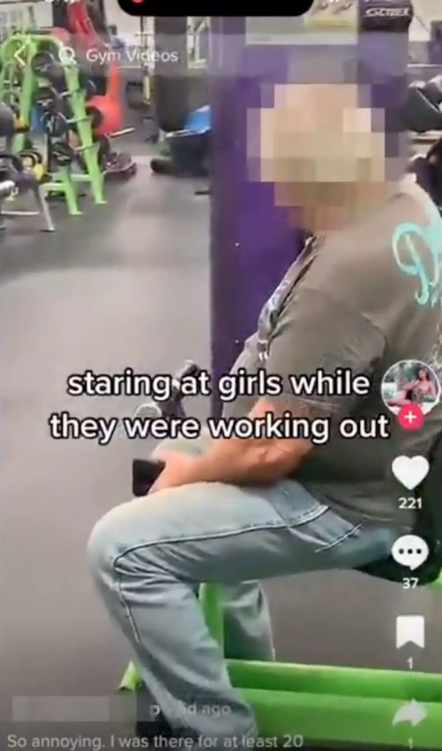 Nora accused the elderly man for staring at girls while they worked out.
