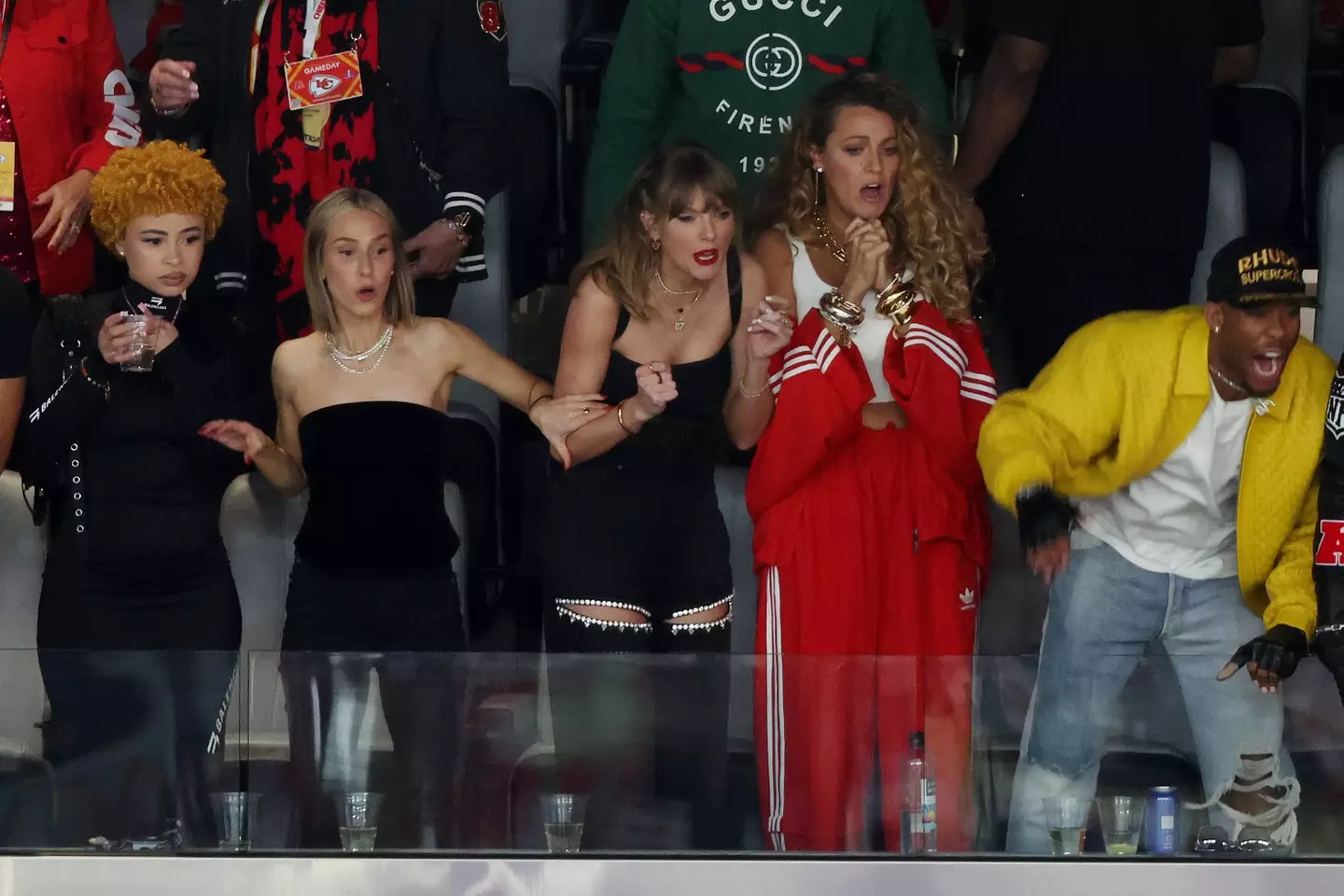 Taylor could be seen cheering on Travis from the sidelines.