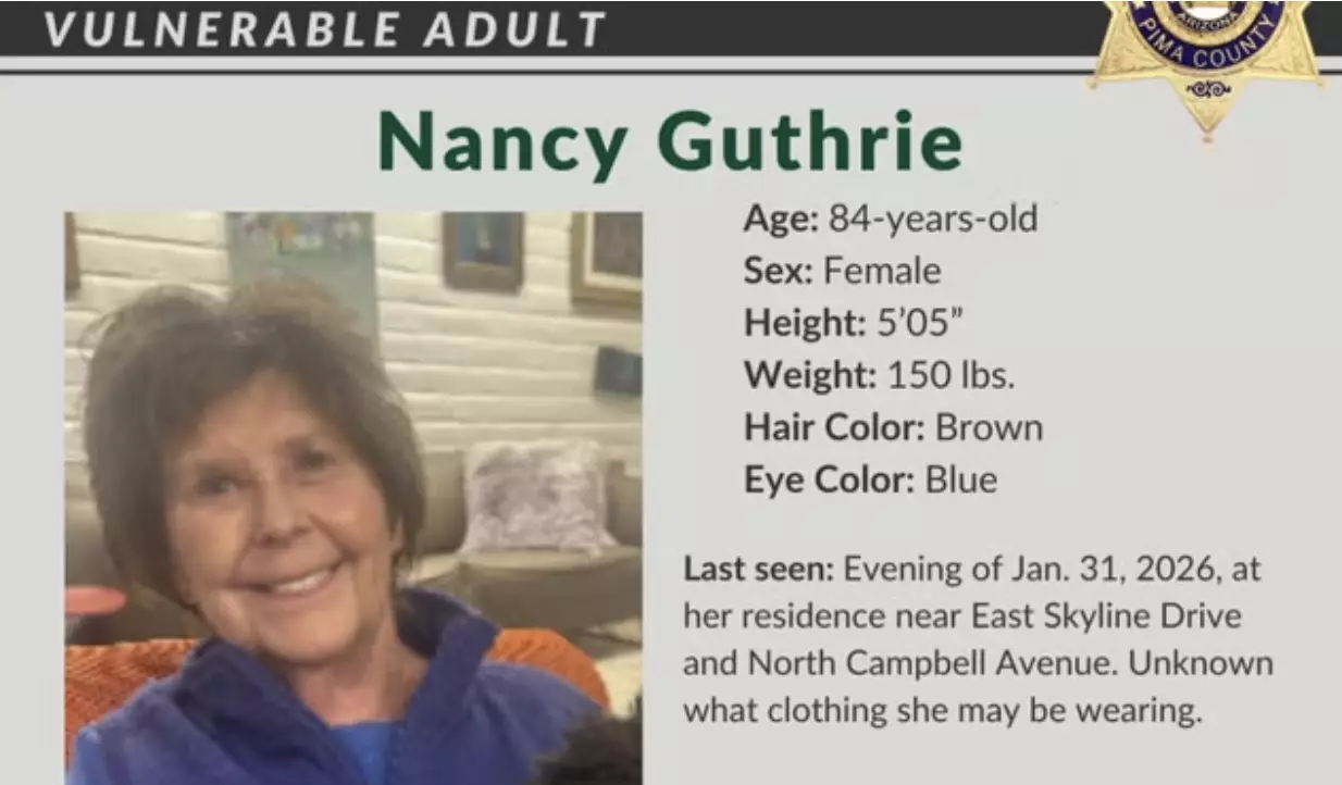 Nancy was last seen on the evening of 31 January (Pima County Sheriff's Department)