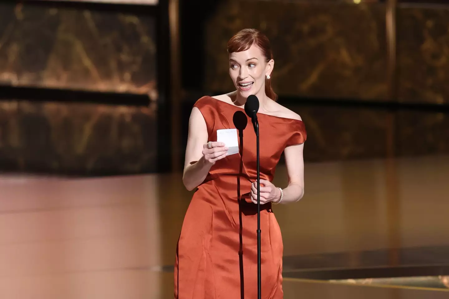 Britt Lower's Emmys acceptance speech included a very clever Severance Easter egg (Monica Schipper/Getty Images)