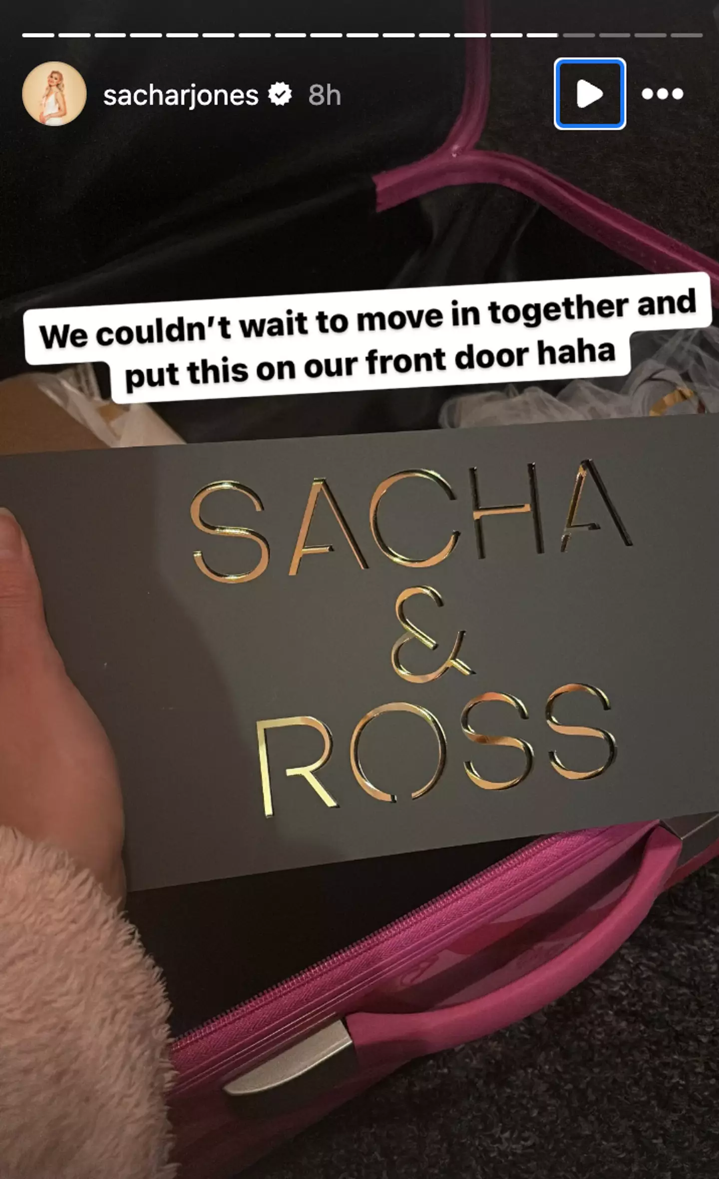 The pair signed their vows in last night's ultimate commitment ceremony (Instagram/@sacharjones)