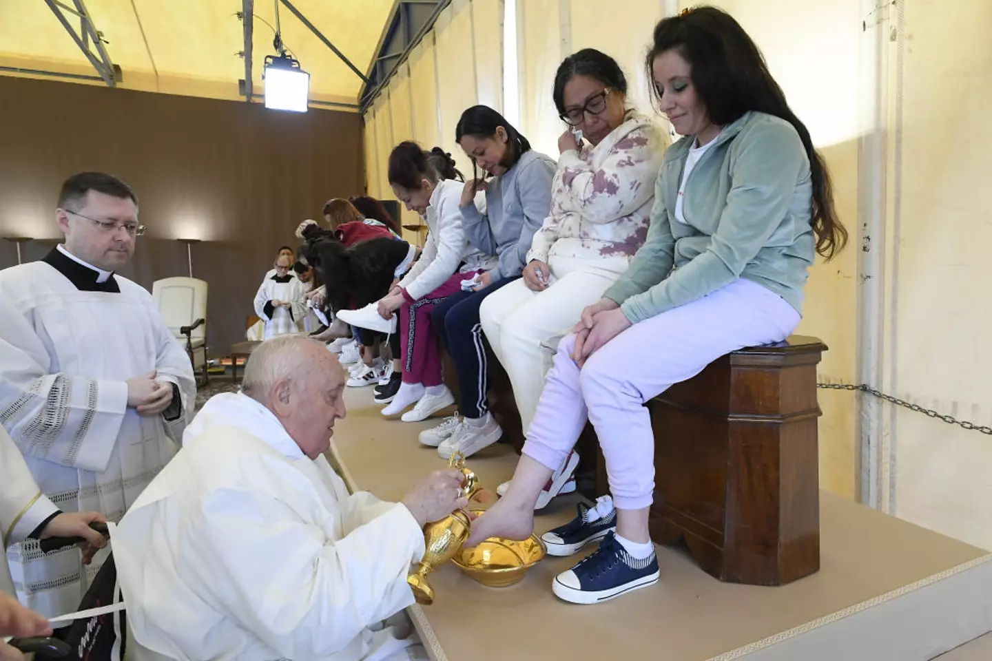 Last year, Pope Francis chose to wash the feet of only women (Vatican Media via Vatican Pool/Getty Images)
