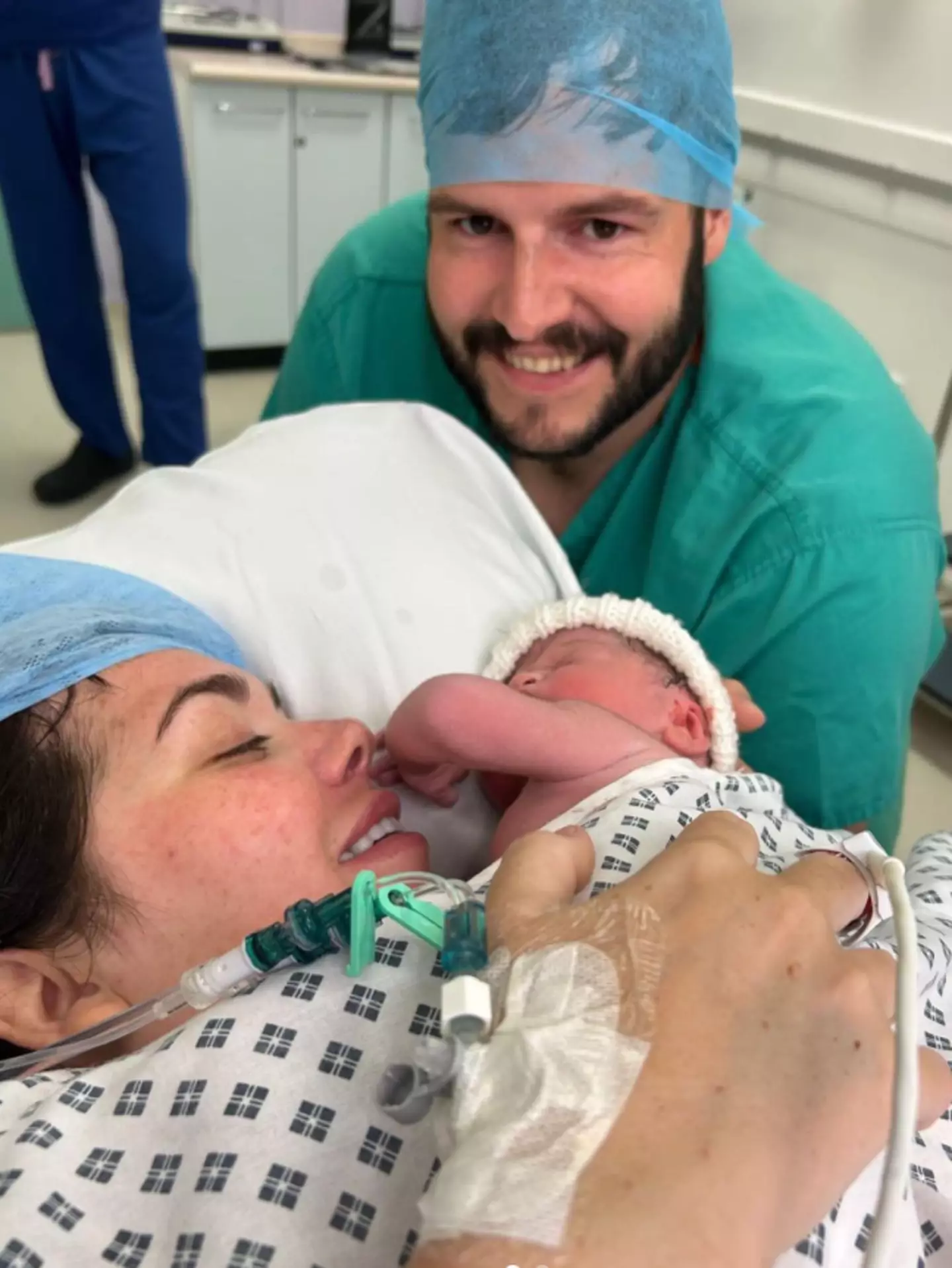 Scarlett and Scott with new baby Jude.