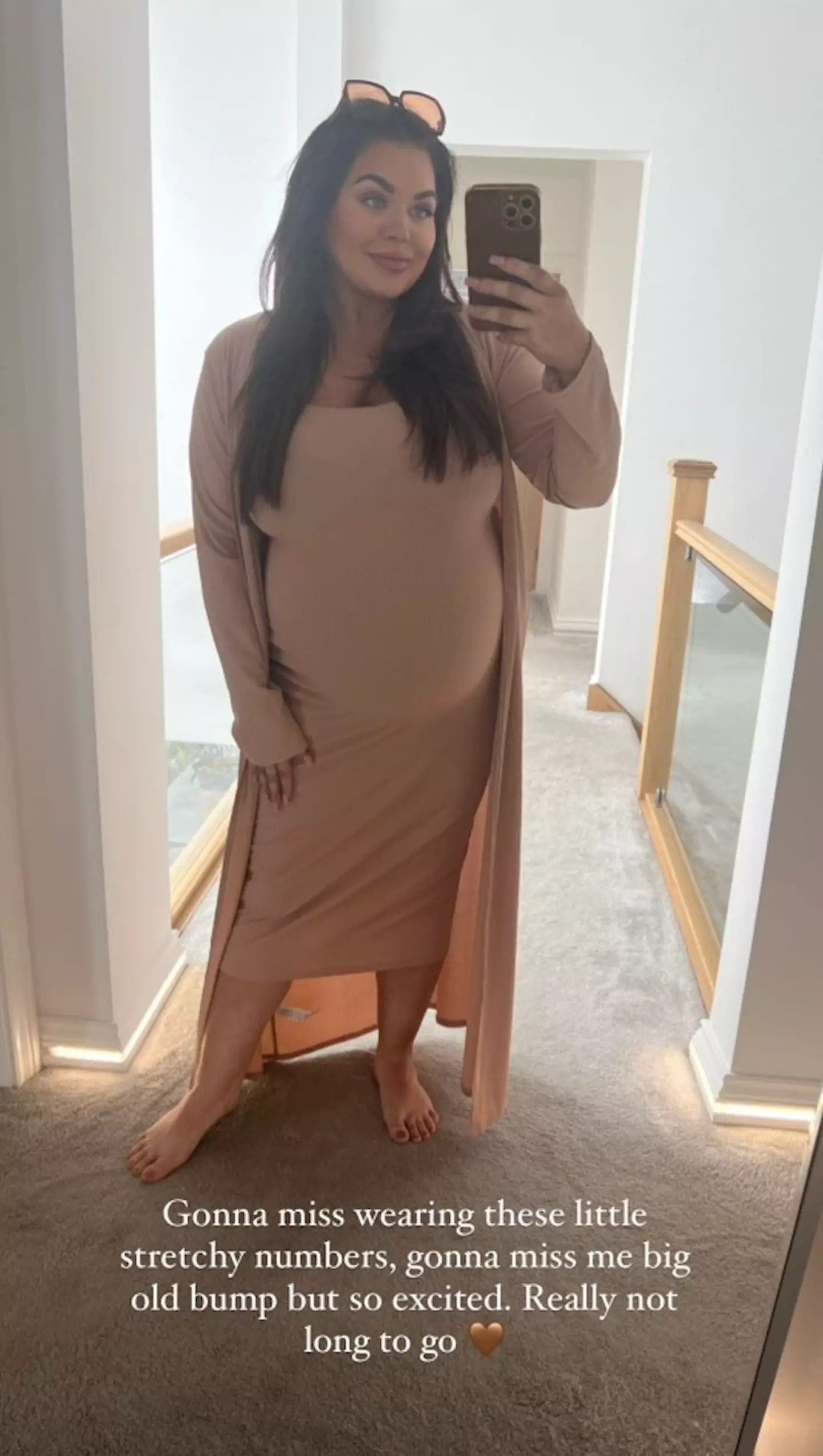 Scarlett Moffatt has said there is 'not long to go' before she welcomes her baby boy.