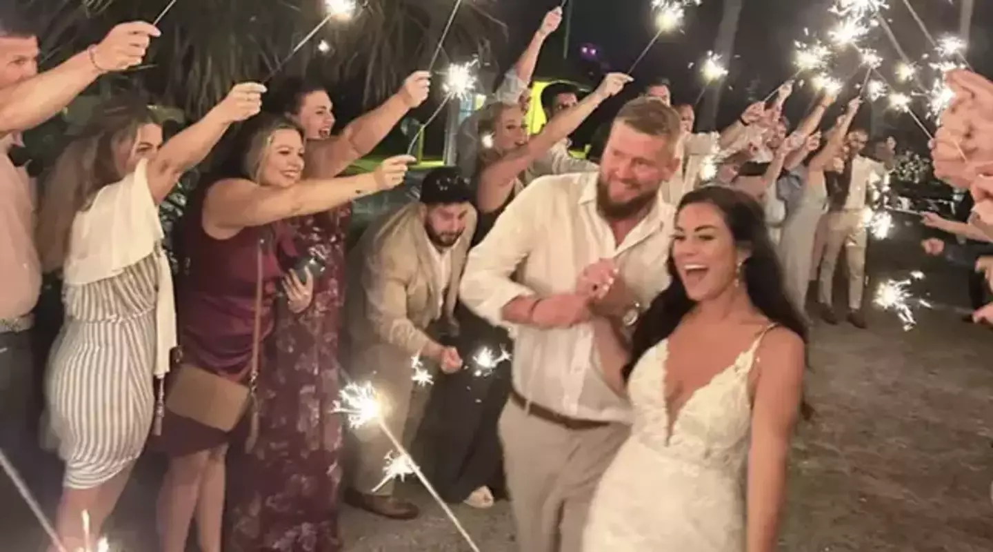 Just moments after this picture was taken the newlyweds were hit by a drunk driver