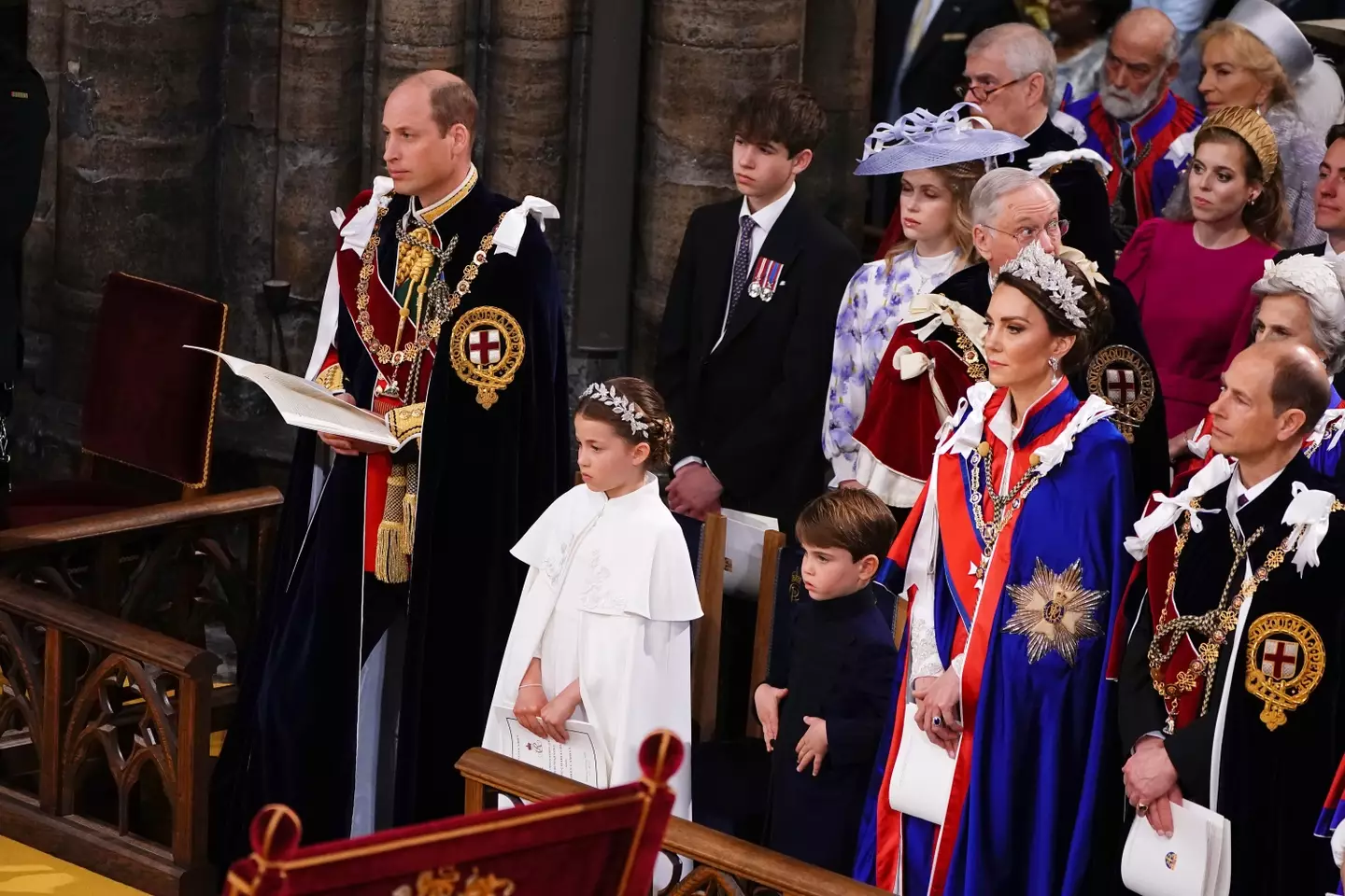 Kate Middleton sat in the front row for the coronation.