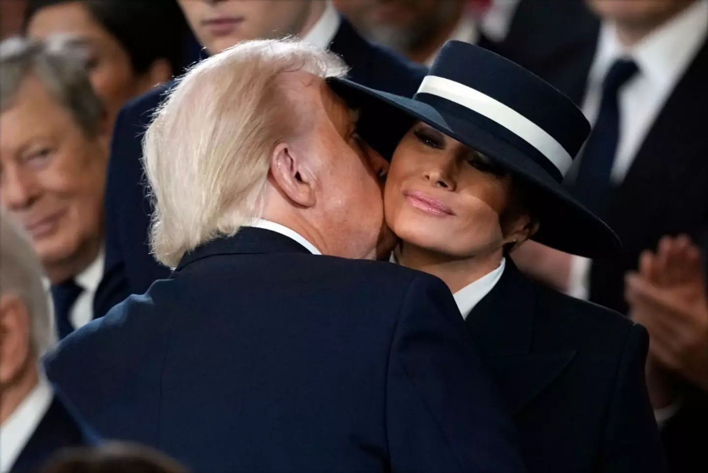 People online are convinced the First Lady donned the statement headwear for a particular reason (Pool / Pool / Getty Images)