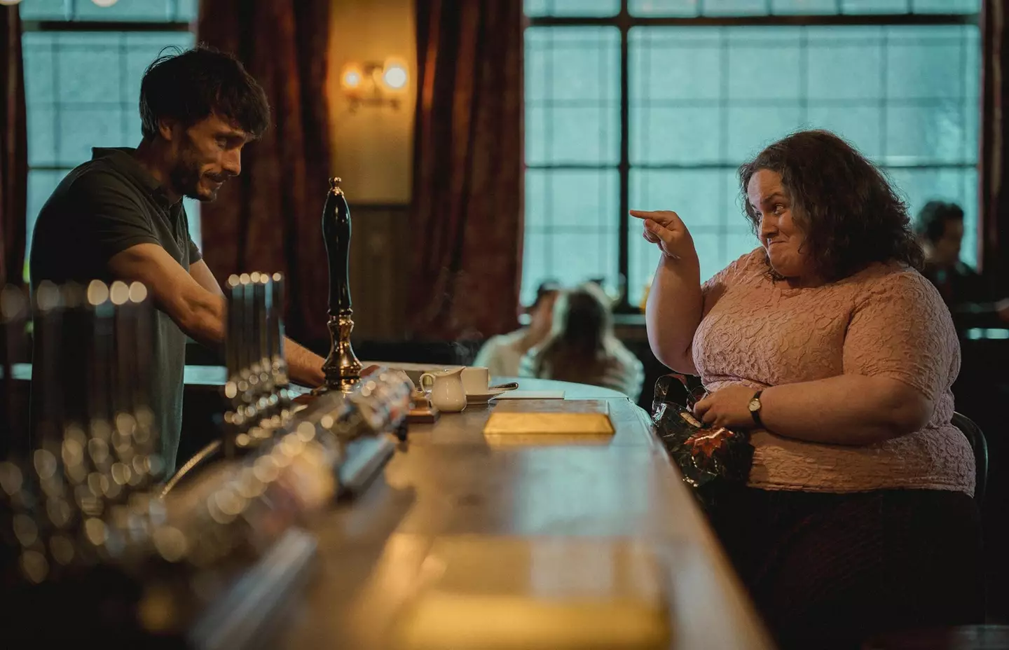 Richard Gadd and Jessica Gunning in Baby Reindeer. (Netflix)