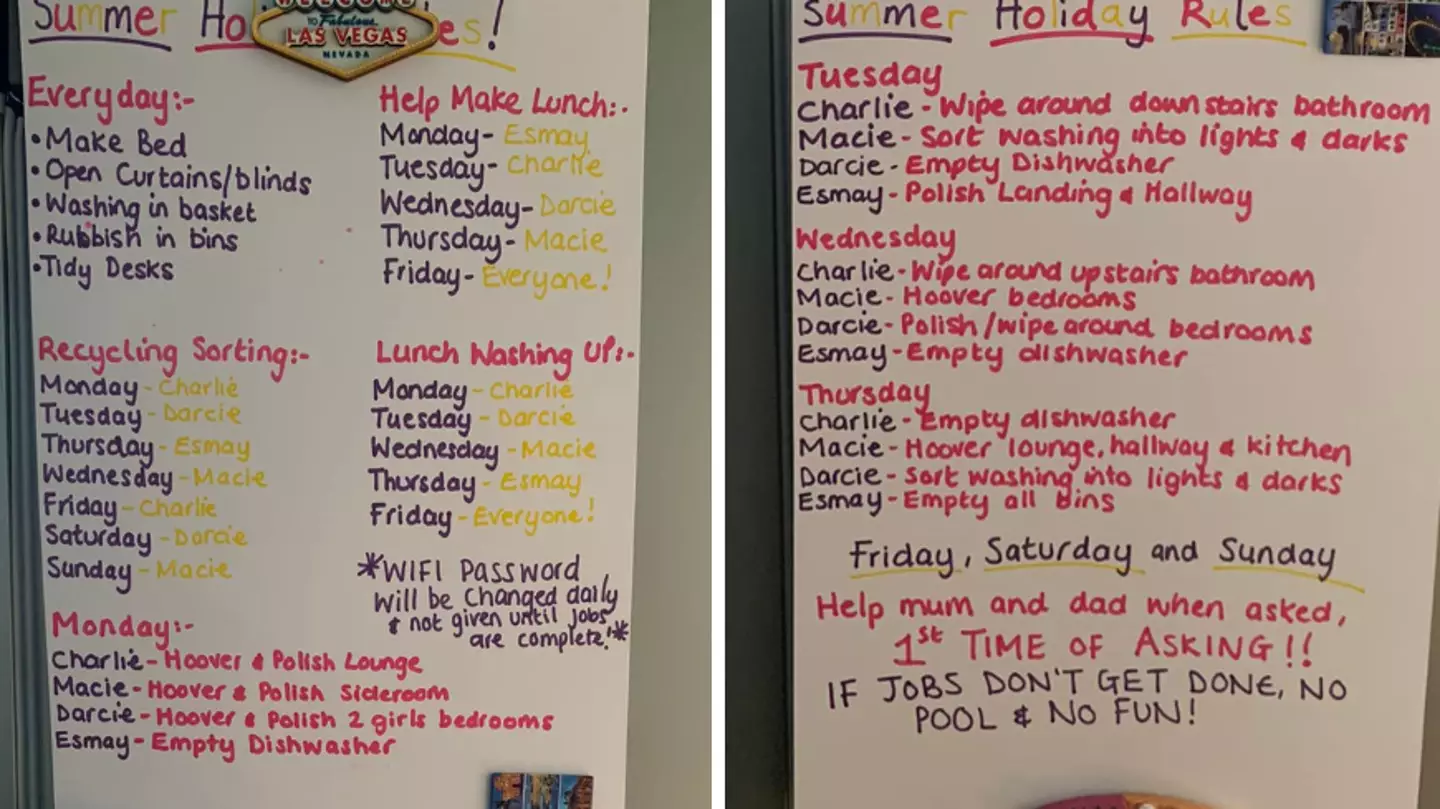 Parents Praise Mum's Summer Holiday Rules For Her Kids