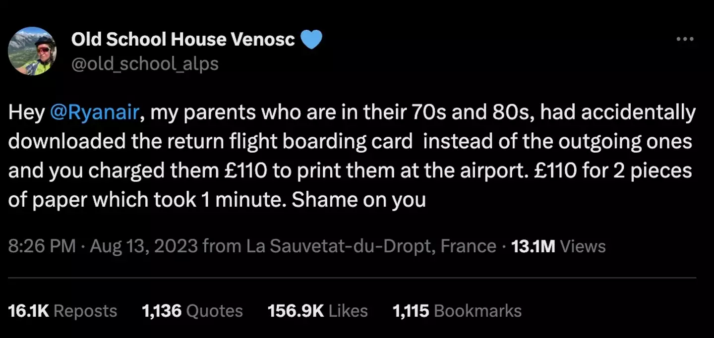 The couple's daughter called out Ryanair.