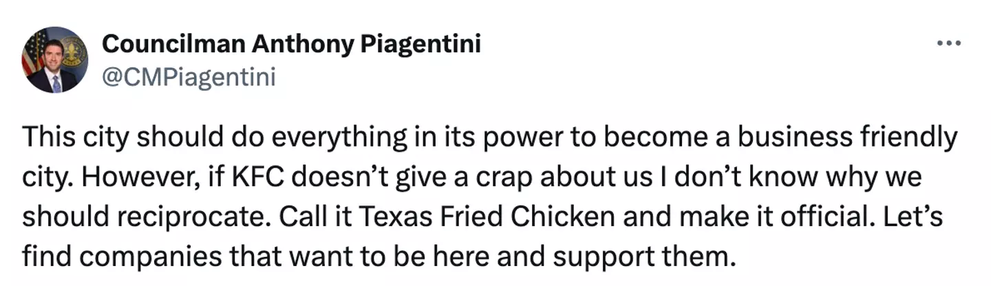 Louisville Metro Councilman Anthony Piagentini took to X to share his thoughts (X)
