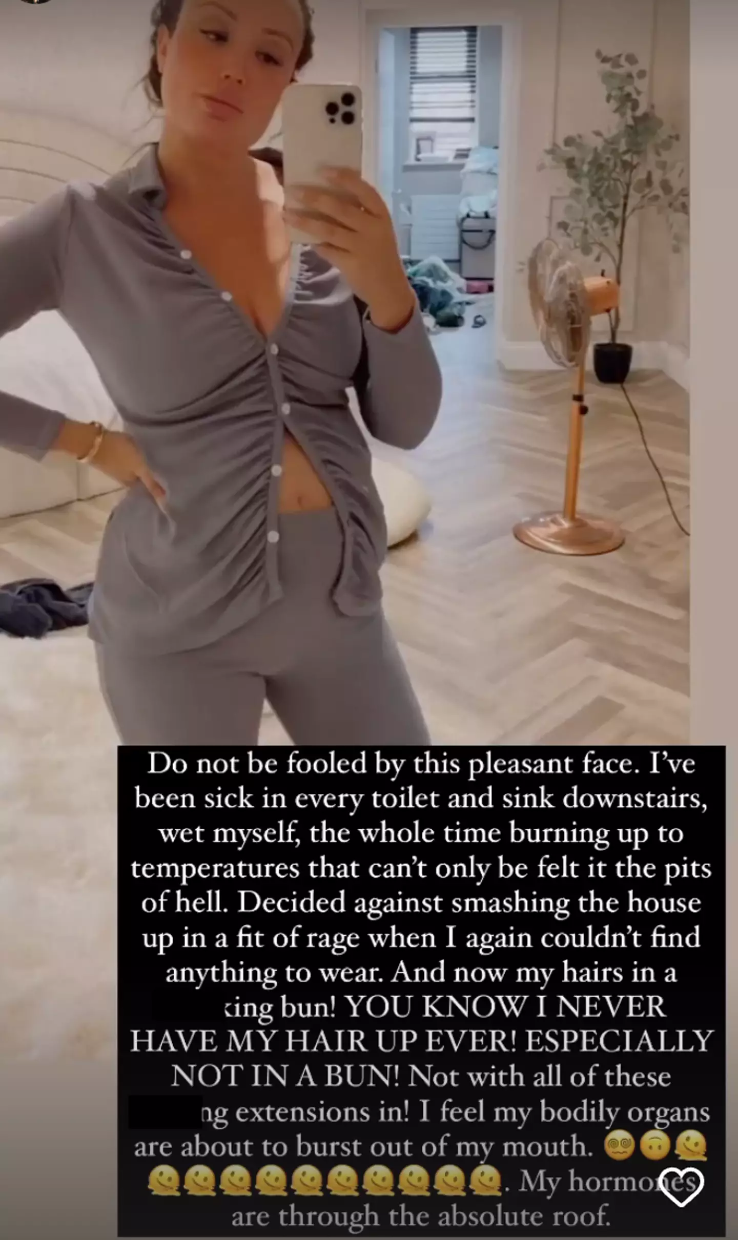 Charlotte Crosby has revealed she wet herself as she battles with pregnancy hormones (