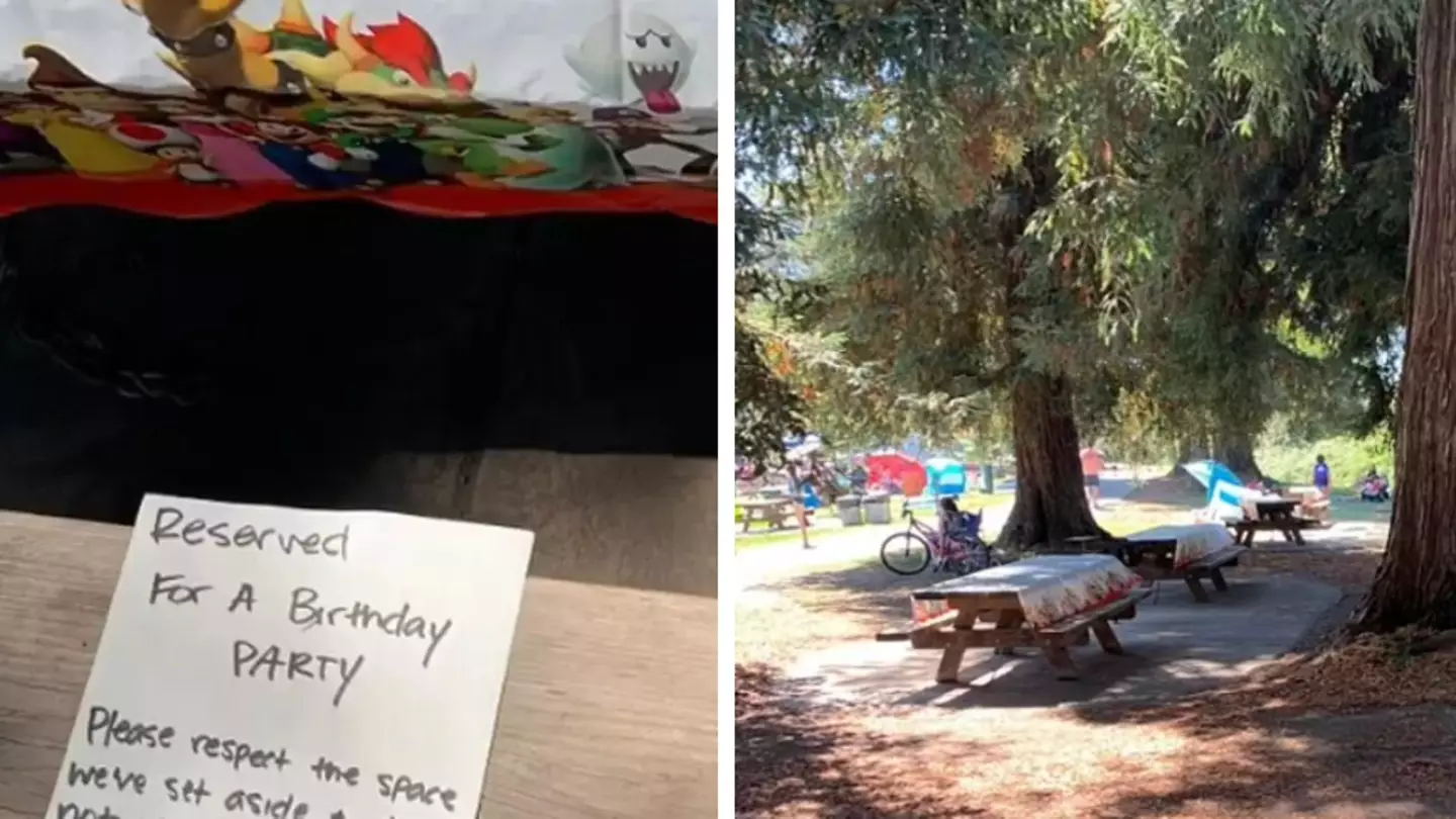 Parents divide opinion after reserving park benches for child's birthday party