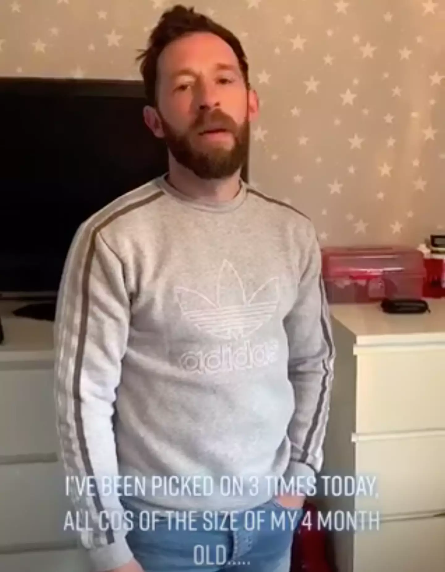 The baby's dad joked about his son's size in the video (