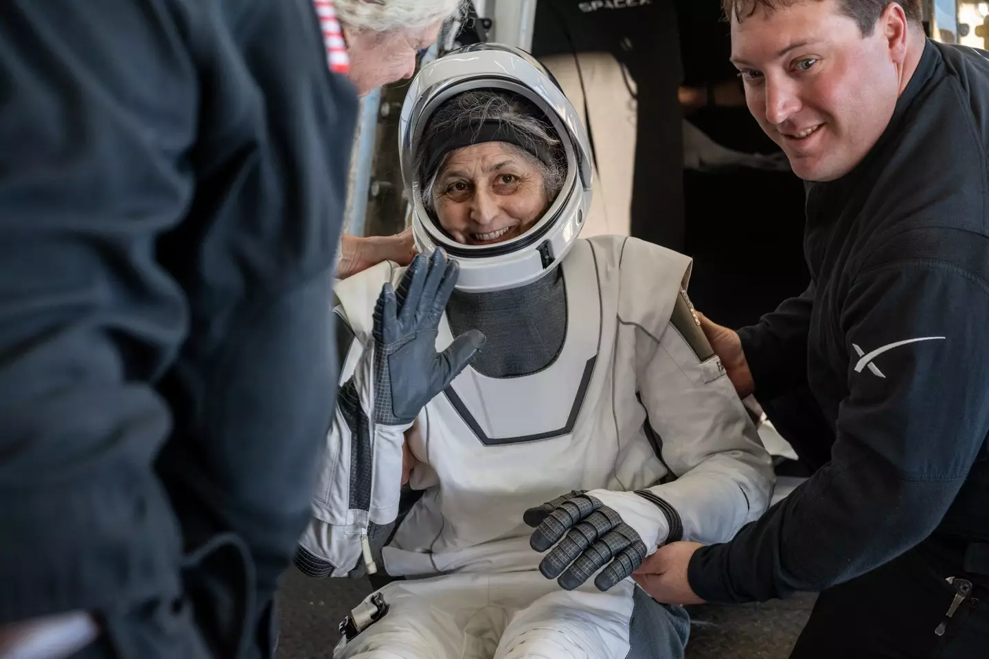 Sunita Williams after arriving back to Earth (NASA / Keegan Barber / Handout/Anadolu via Getty Images)