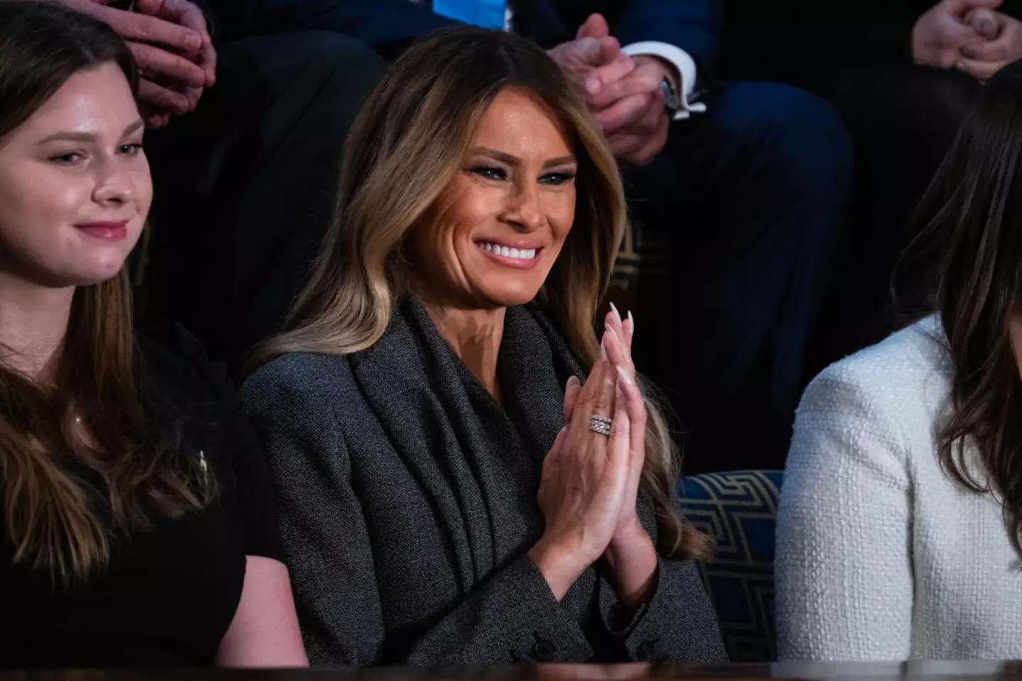 Melania Trump was in the audience of husband Donald Trump's Congress speech about immigration and border control (Tom Williams/CQ-Roll Call, Inc via Getty Images)